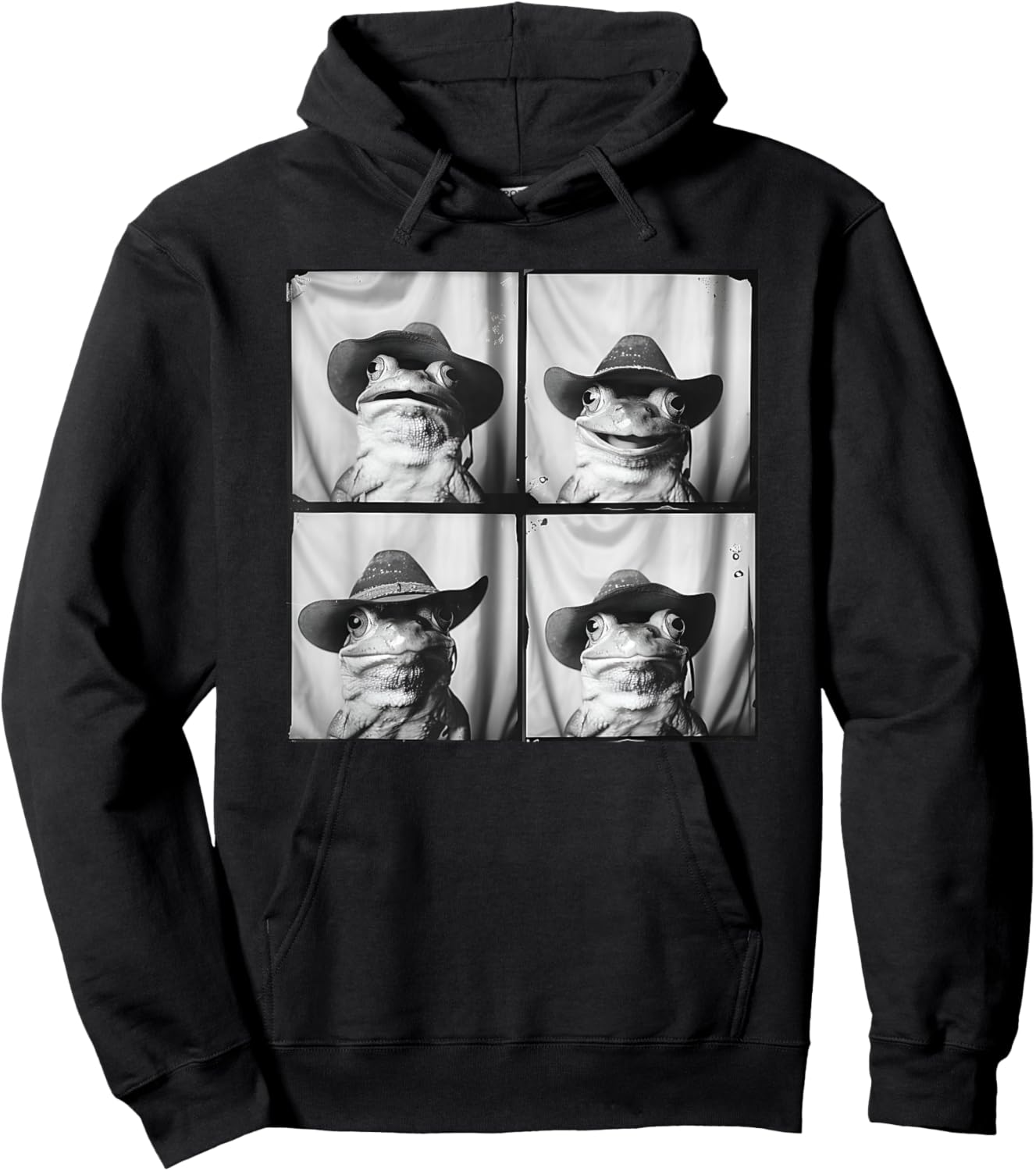 Frog Wearing Cowboy Hat Funny Animal Hoodie - Hoodie | Black