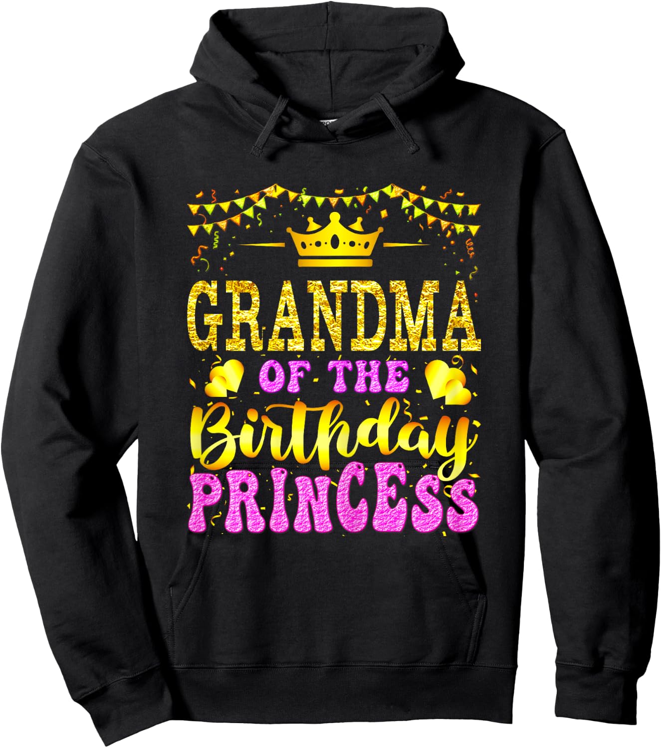 Grandma Of The Birthday Princess Party Matching Family Hoodie - Hoodie | Black