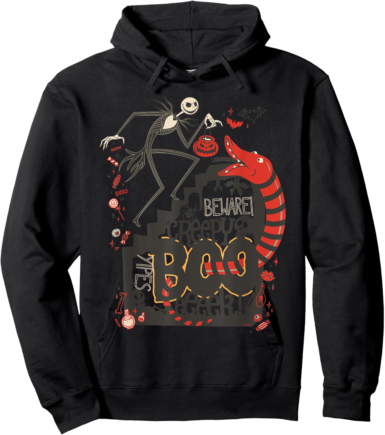 Disney The Nightmare Before Christmas Jack Halloween Boo Hoodie - Hoodie | Black
