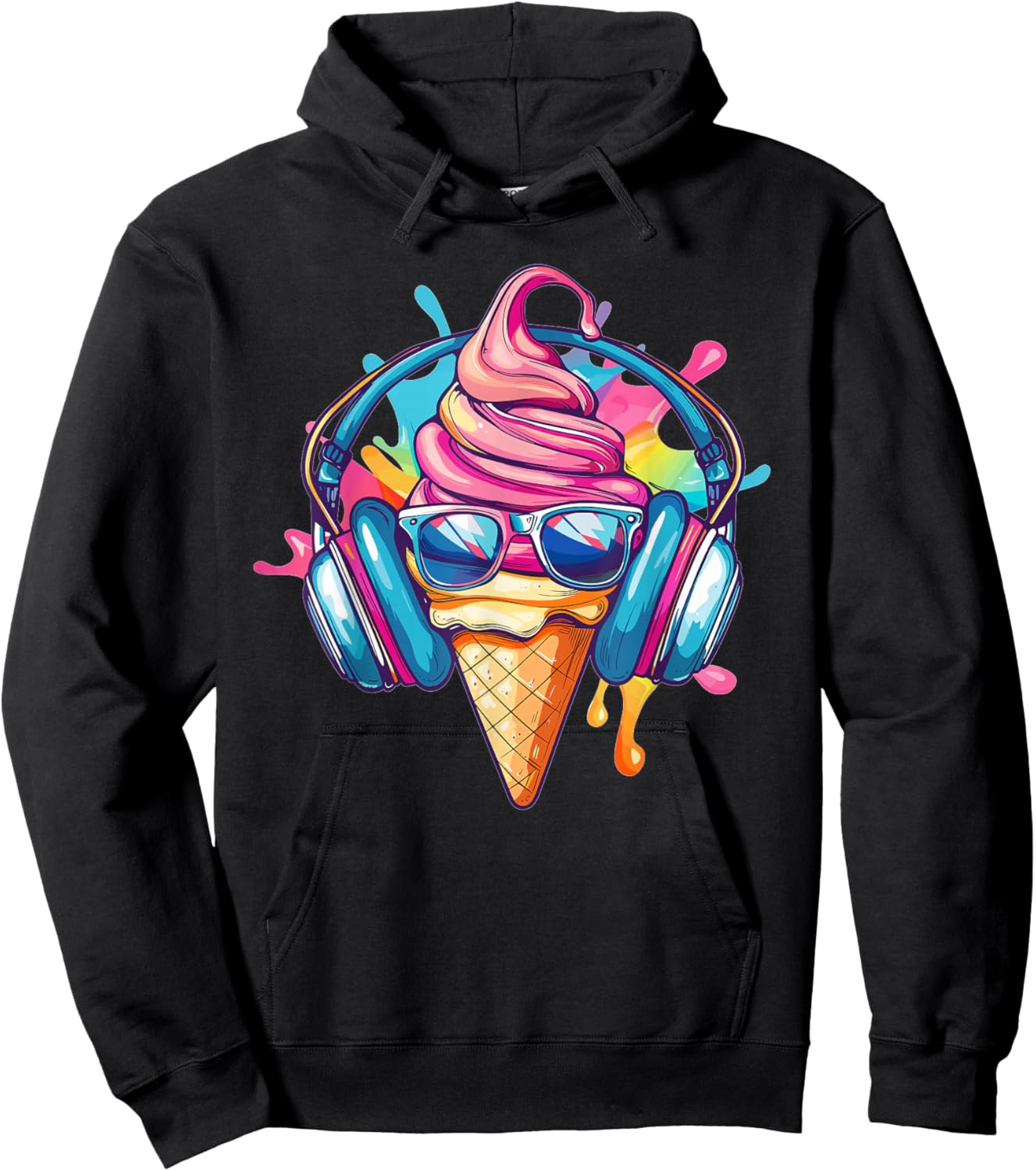 Cooles Eis mit Sonnenbrille I Lustiges Eis Hoodie - Hoodie | Black