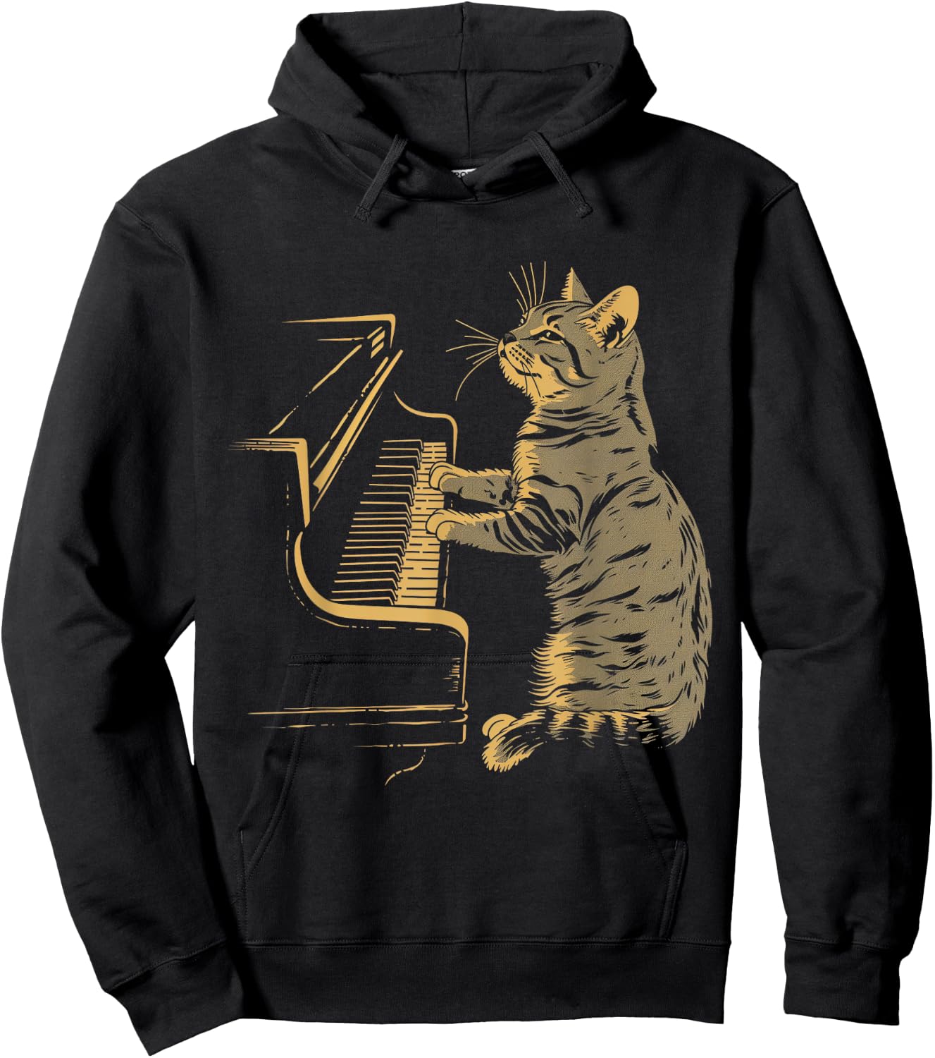 Klavier Katze Lustige Klassische Musik Noten Orchester Pianist Hoodie - Hoodie | Black