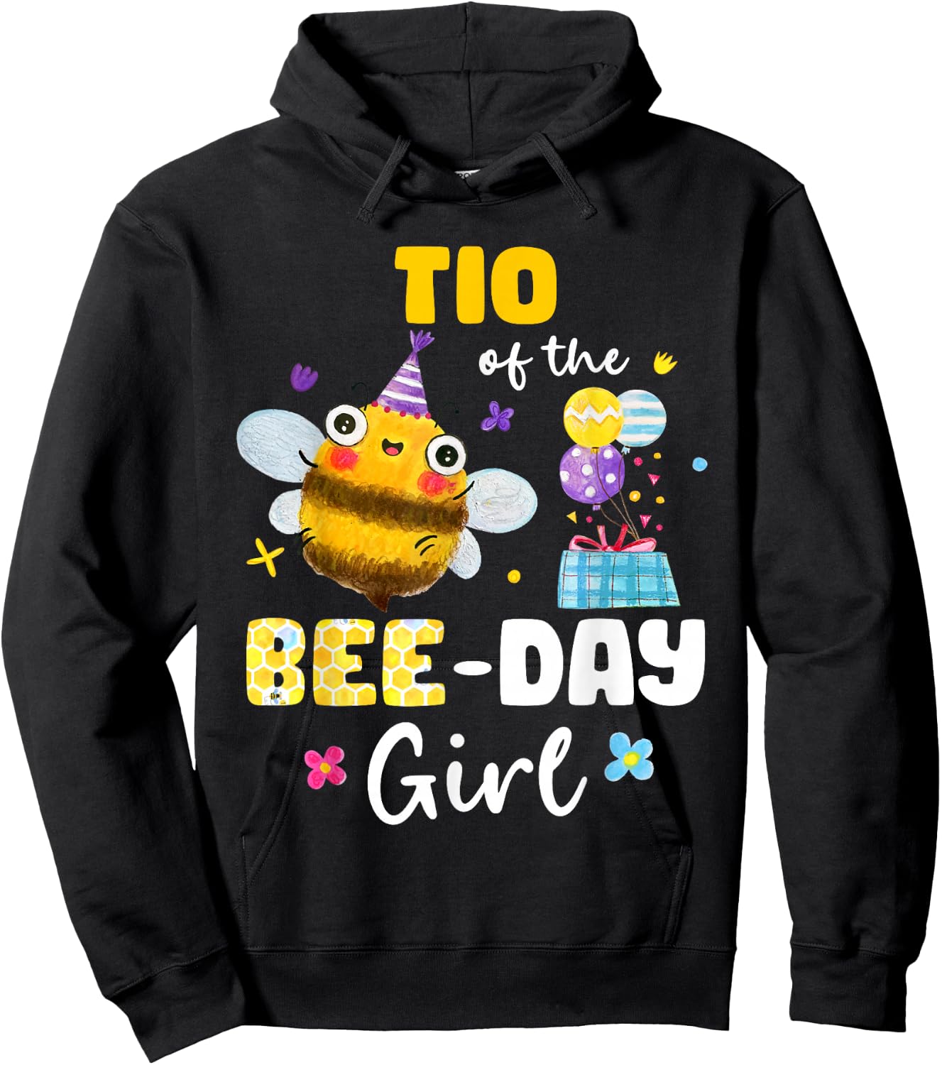 Tio Of Bee-Day Girl Birthday Party Matching Family Hoodie - Hoodie | Black