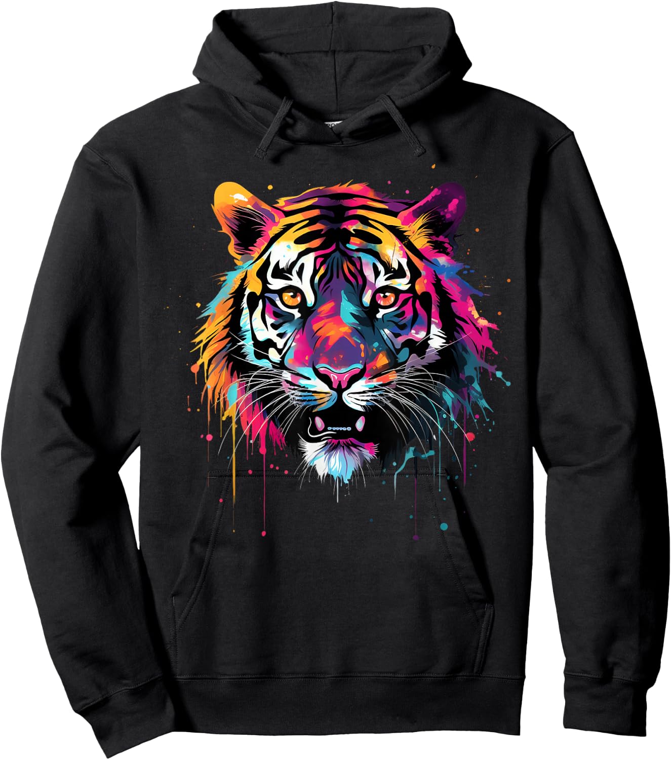 Cool Tiger on Colourful Painted Tiger , black Hoodie - Hoodie | Black