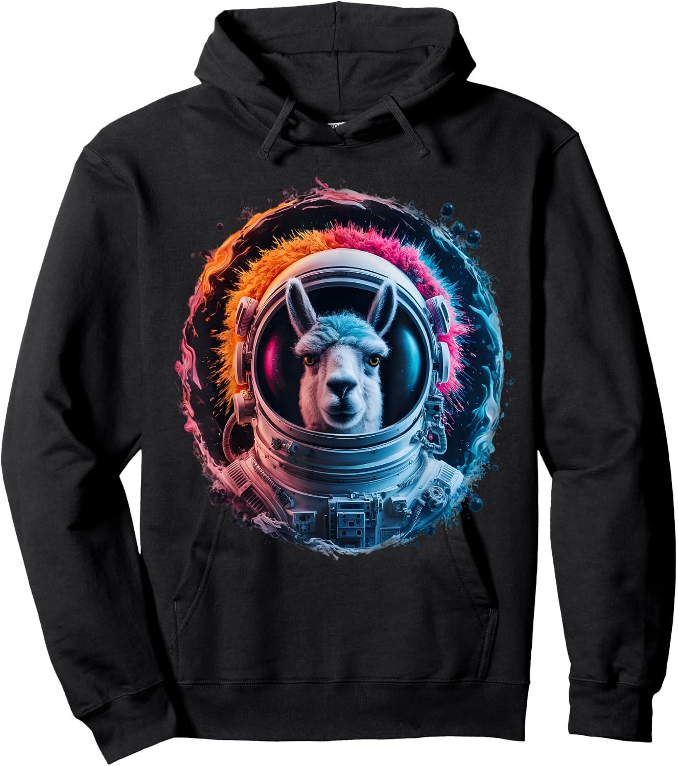 Llama Men Woman Llama Colorful Space Astronaut Llama Hoodie - Hoodie | Black