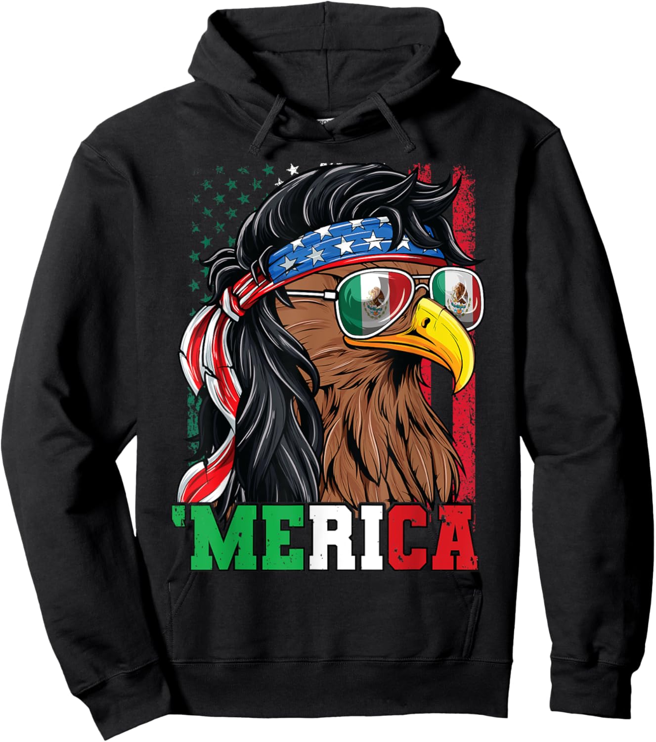 Mexican American Shirt 4th of July Mexican Merica Eagle Hoodie - Hoodie | Black