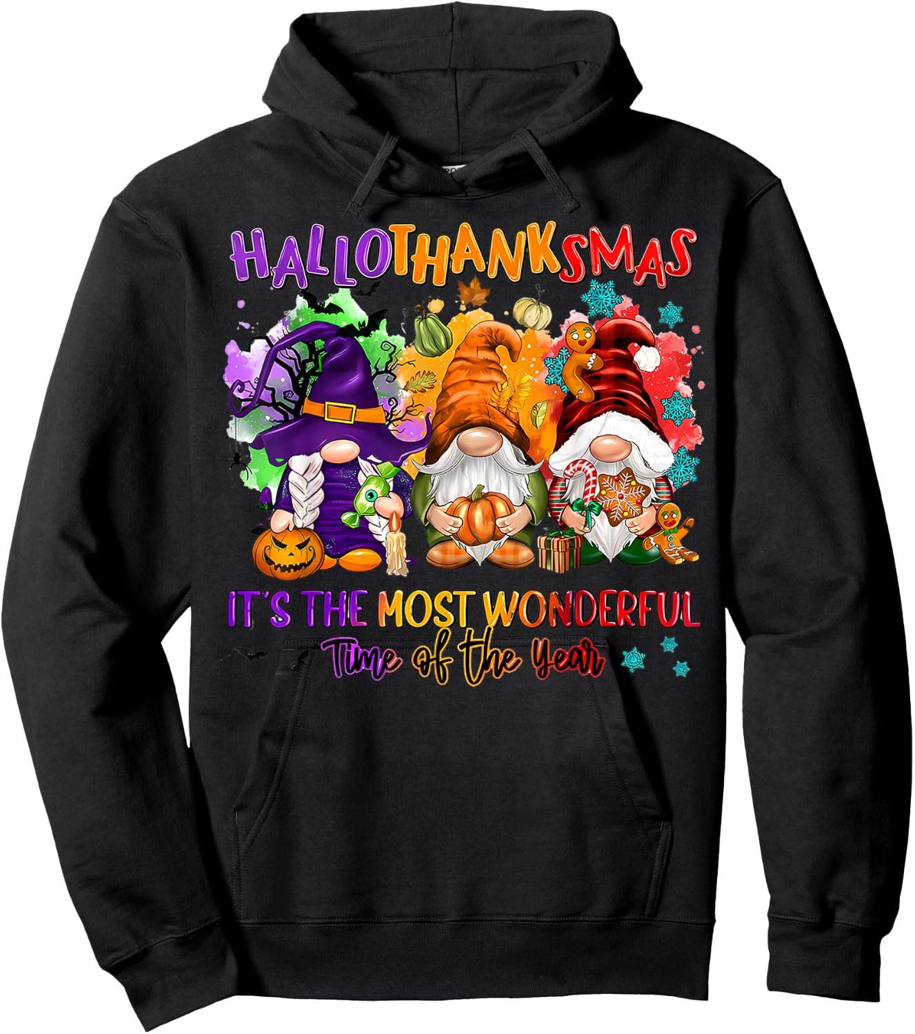 Hallothanksmas It's The Most Wonderful Time Of The Year Hoodie - Hoodie | Black