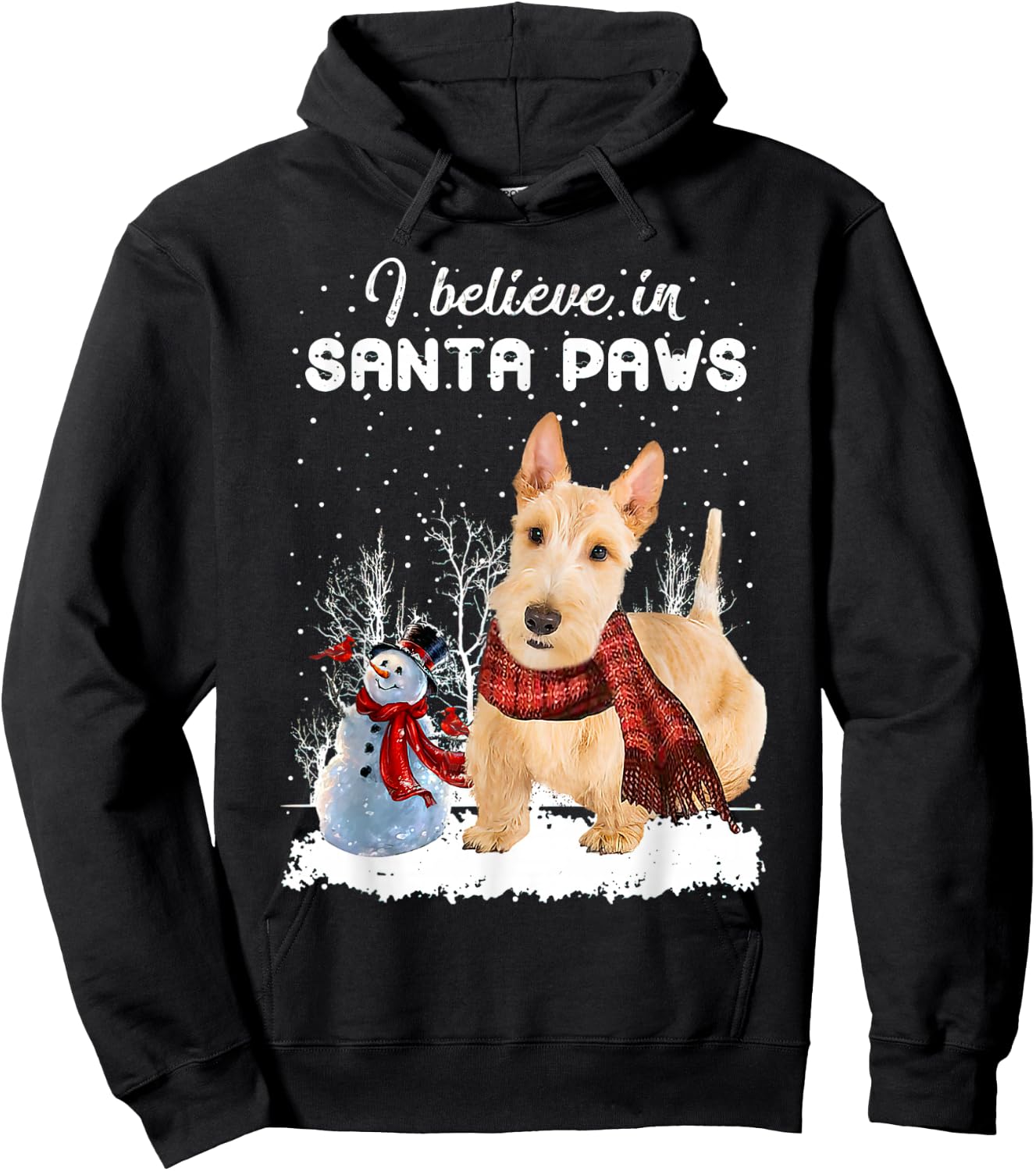 Cute Scottish Terrier Dog Christmas Snowman Christmas Pajama Hoodie - Hoodie | Black