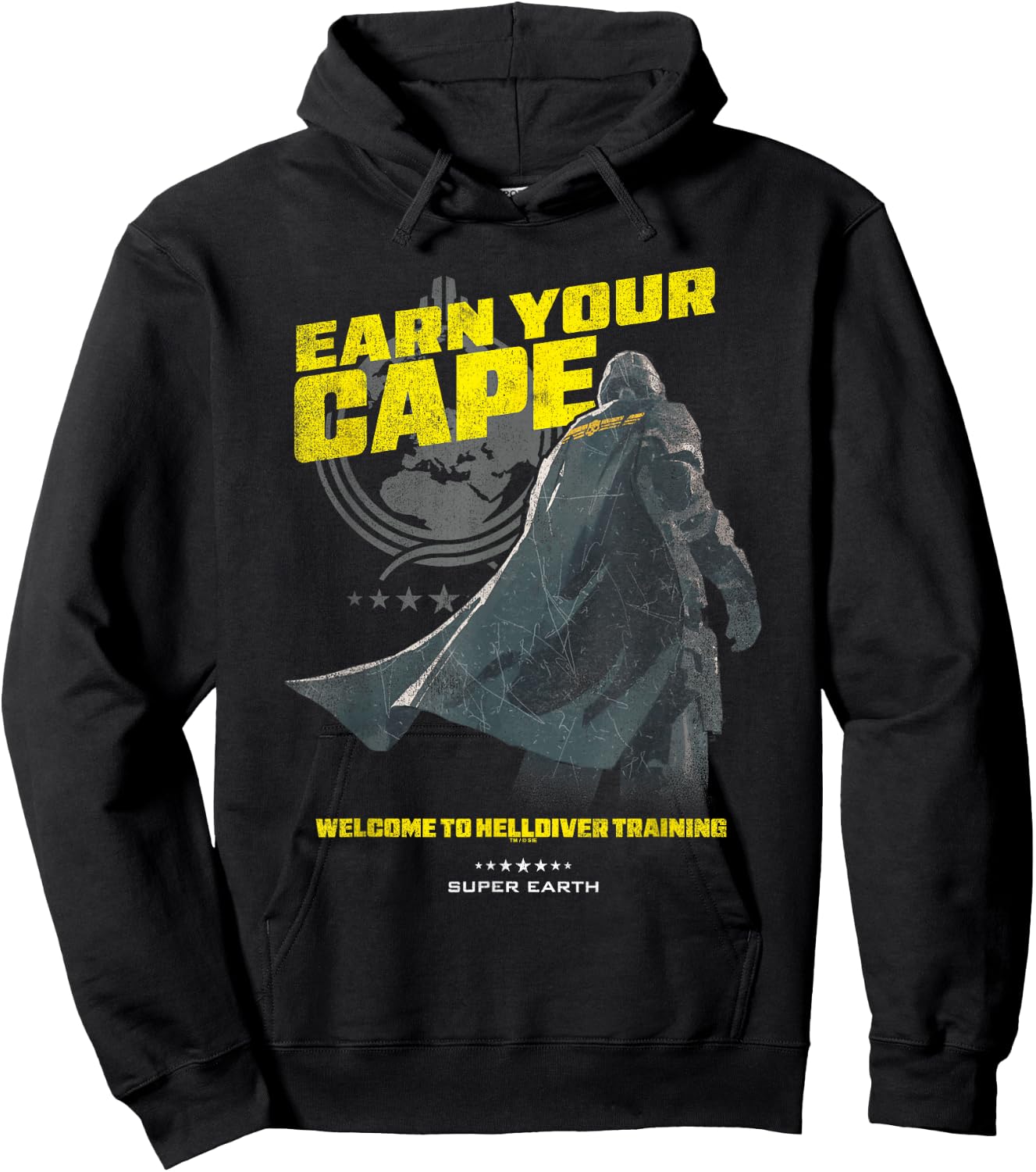 Helldivers 2 Earn Your Cape Super Earth Training Video Game Hoodie - Hoodie | Black