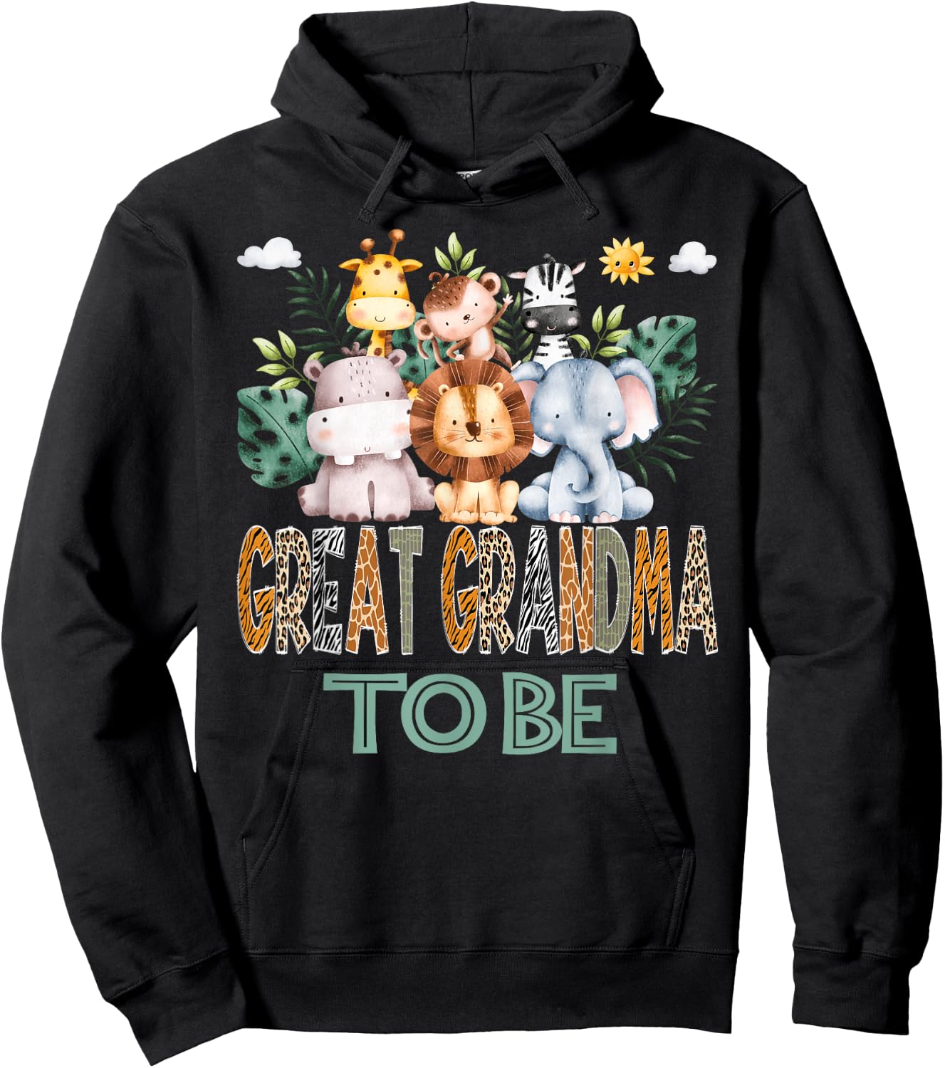 Soon To Be Great Grandma Jungle Animal Safari Gender Reveal Hoodie - Hoodie | Black