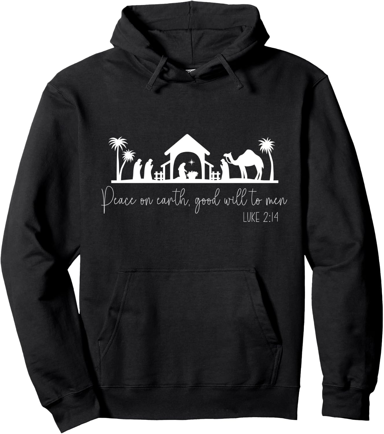 Peace On Earth Good Will To Men Luke 2:14 Christmas Jesus Hoodie - Hoodie | Black