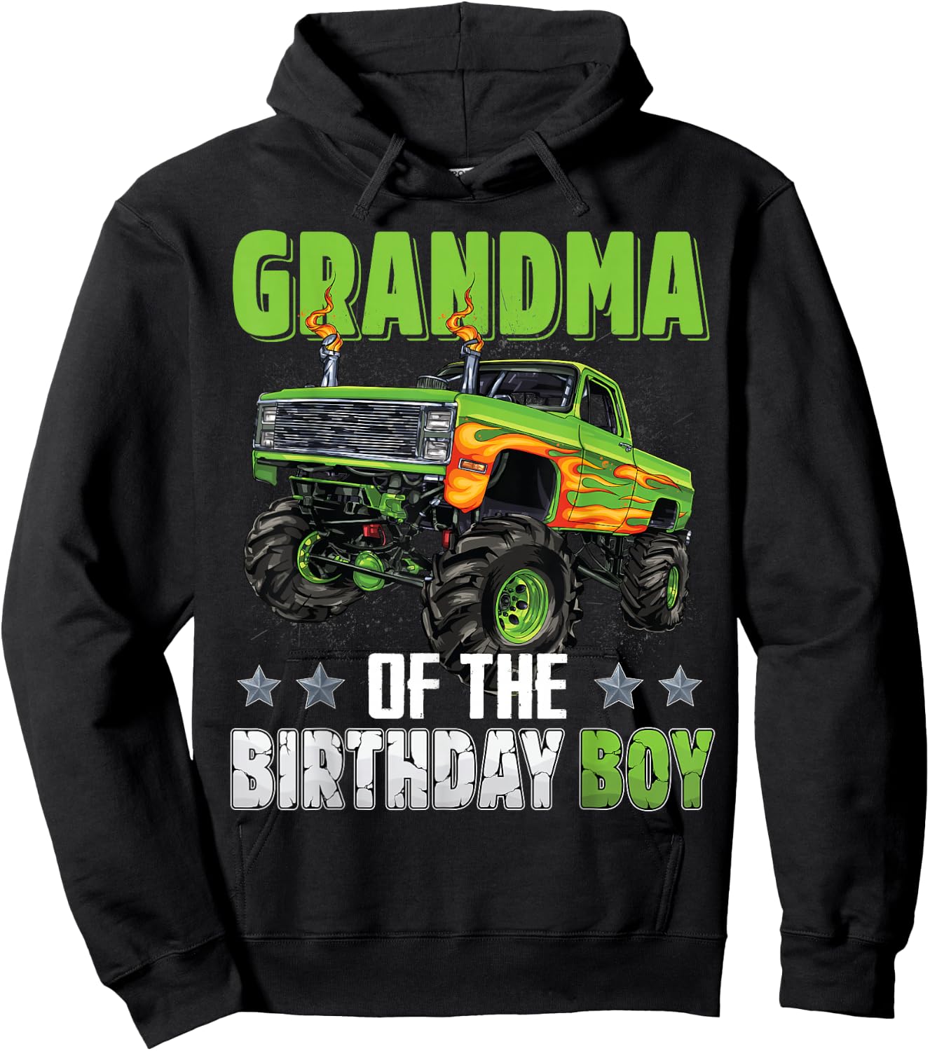 Grandma of Birthday Boy Monster Truck Car Family Matching Hoodie - Hoodie | Black