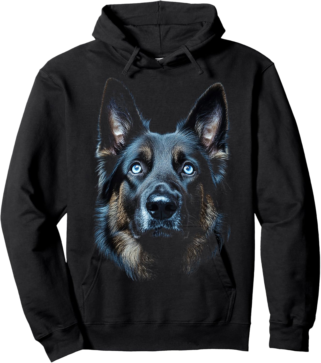 German Shepherd Dog Motif Pet Blue Eyes German Shepherd Hoodie - Hoodie | Black
