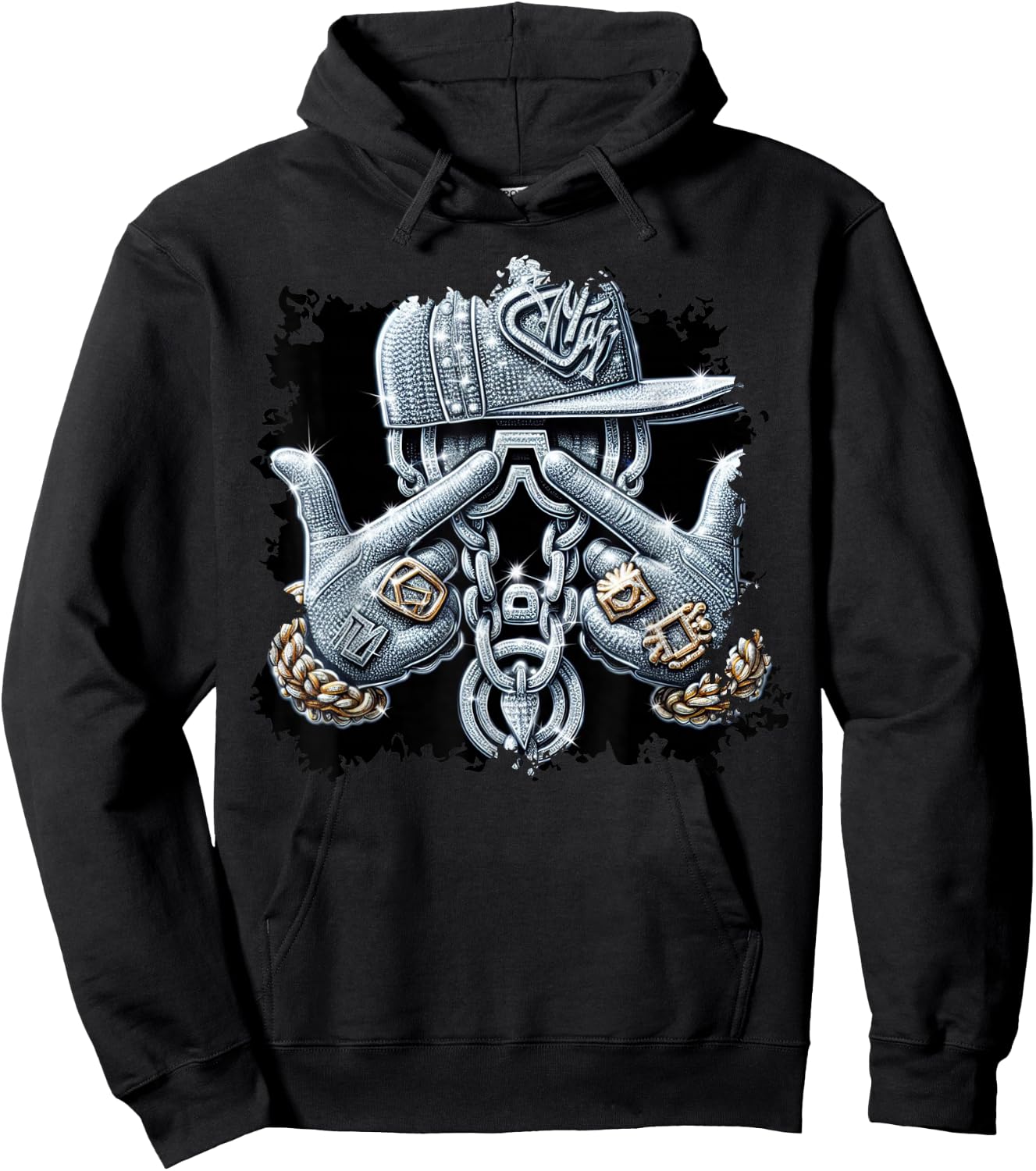 Hip Hop Gangster Bling Rapper , black Hoodie - Hoodie | Black