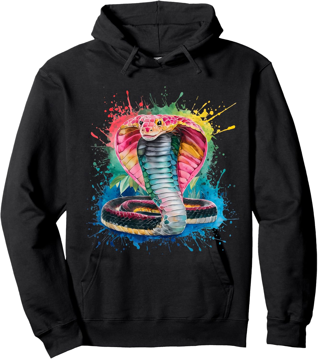 Cobra Men's Women's Colourful Watercolour Cobra Hoodie - Hoodie | Black