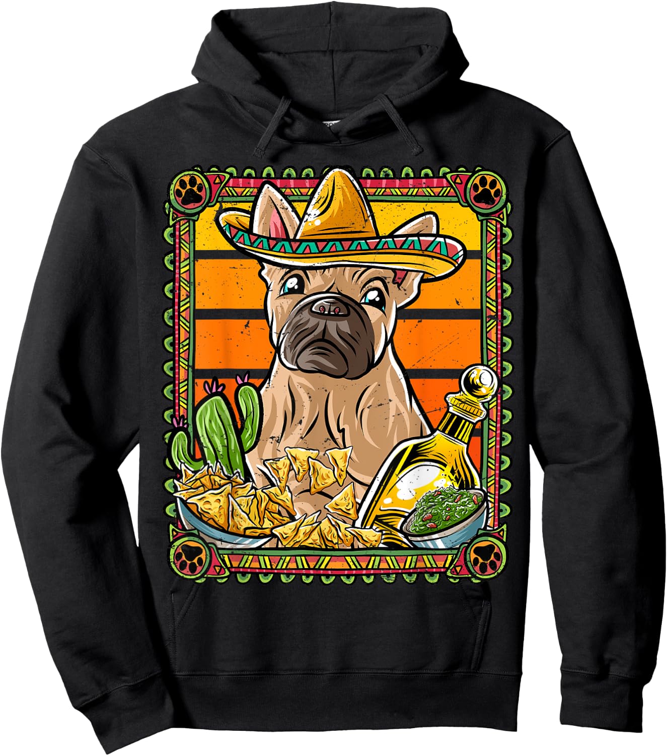 French Bulldog Cinco De Mayo Mexican Sombrero Frenchie Dog Hoodie - Hoodie | Black