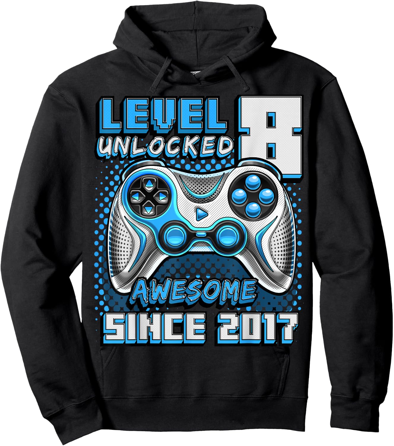 8th Birthday Boy Level 8 Gamer 8 Year Video Game Party Hoodie - Hoodie | Black