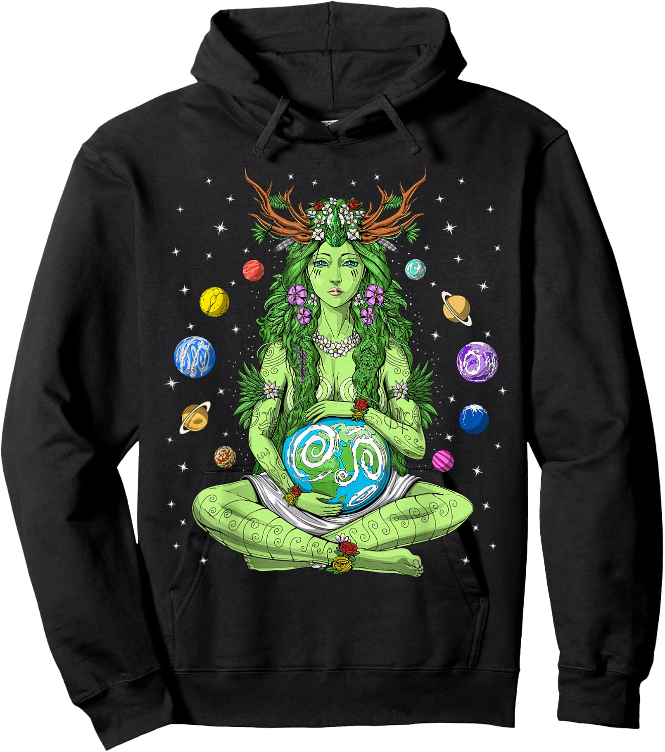 Gaia Greek Goddess Pagan Mother Earth Hippie Nature Witchy Hoodie - Hoodie | Black