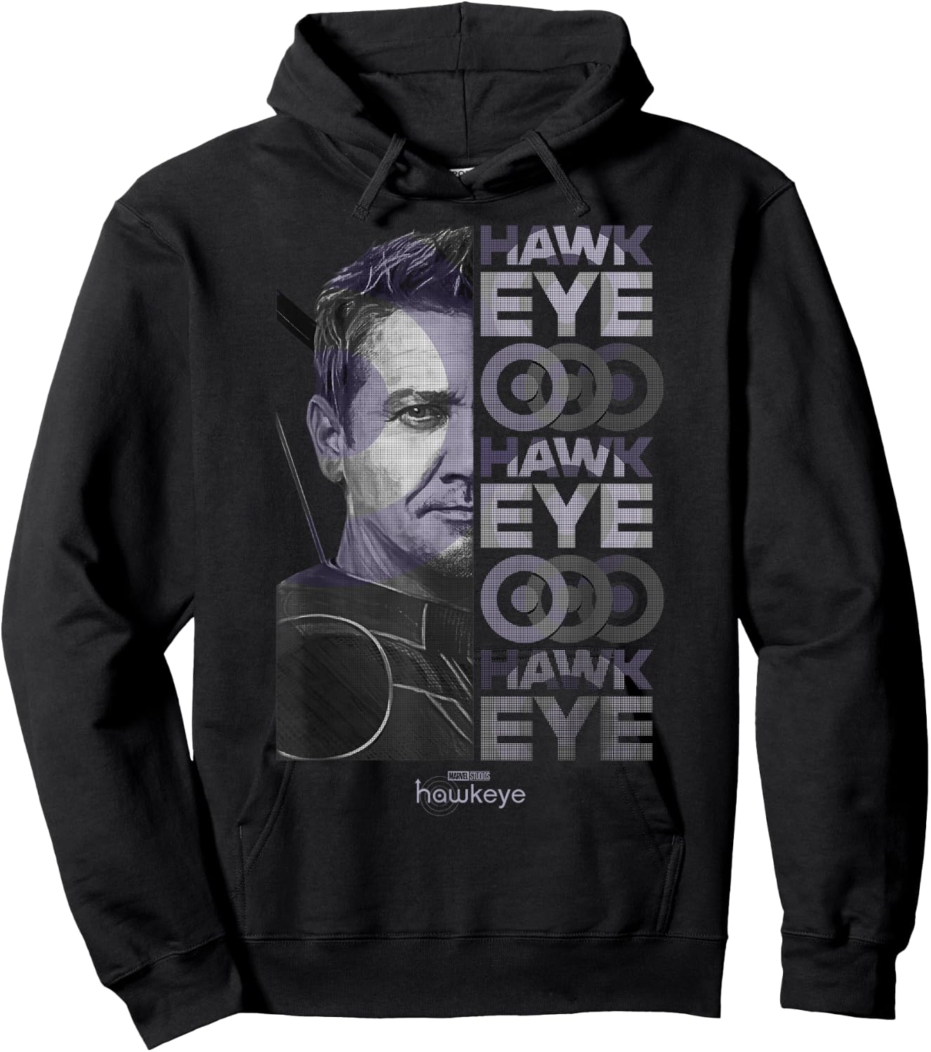 Marvel Hawkeye Half Face Split Design Hoodie - Hoodie | Black
