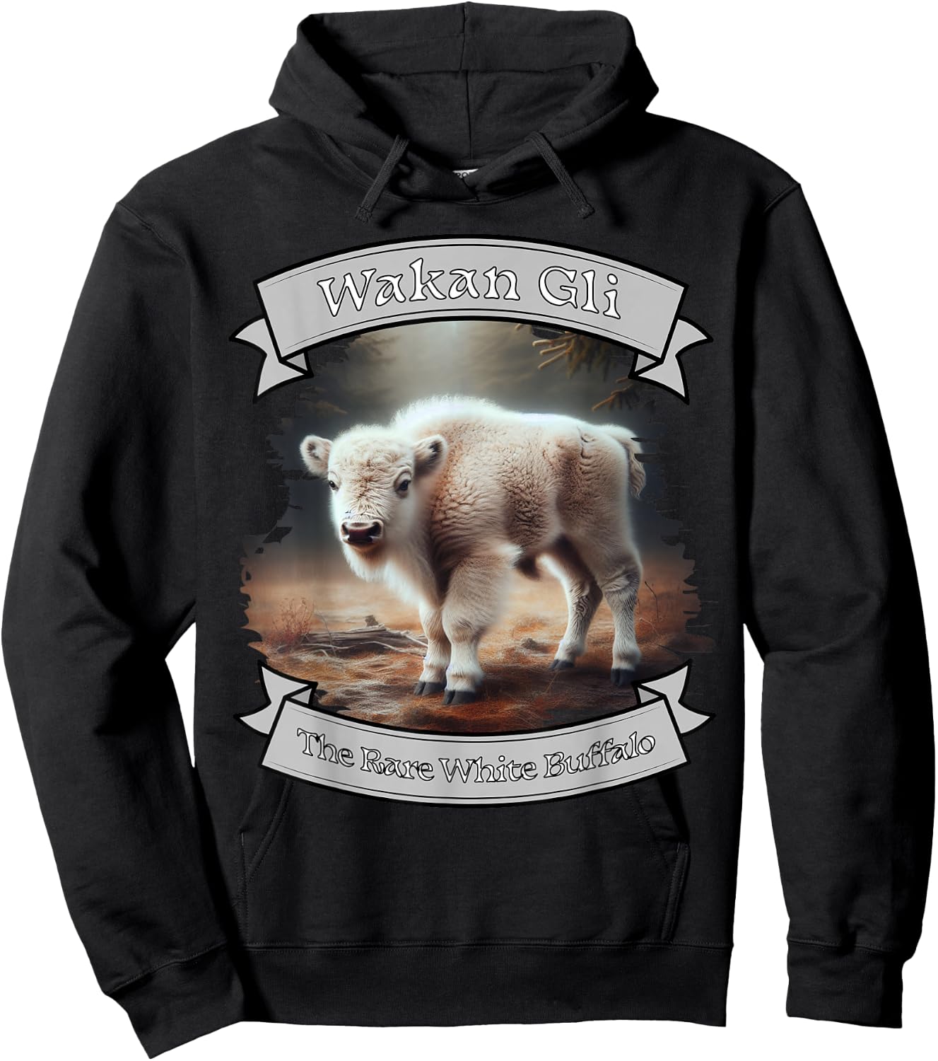 Rare White Buffalo Calf The Lakota Nation Prophecy Wakan Gli Hoodie - Hoodie | Black