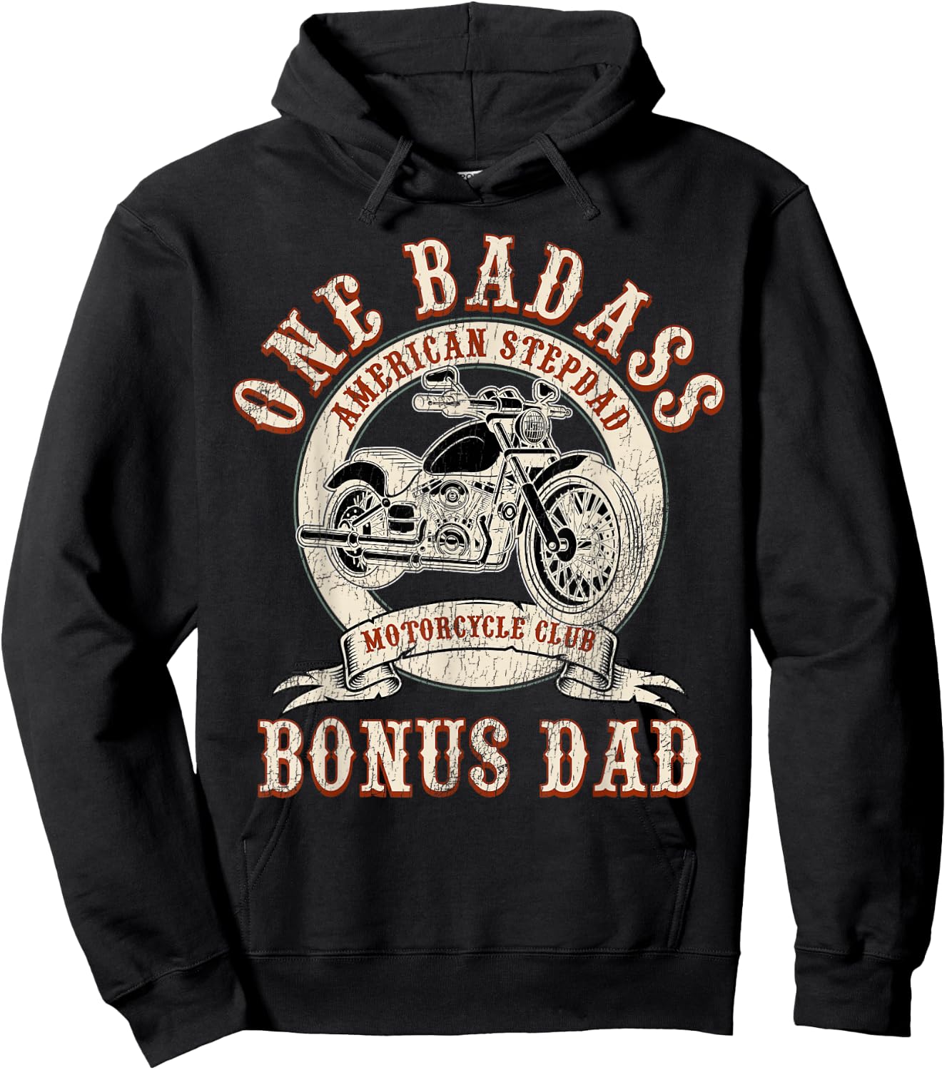 Father's Day Stepdad One Badass Bonus Dad Gift Motorcycle Hoodie - Hoodie | Black