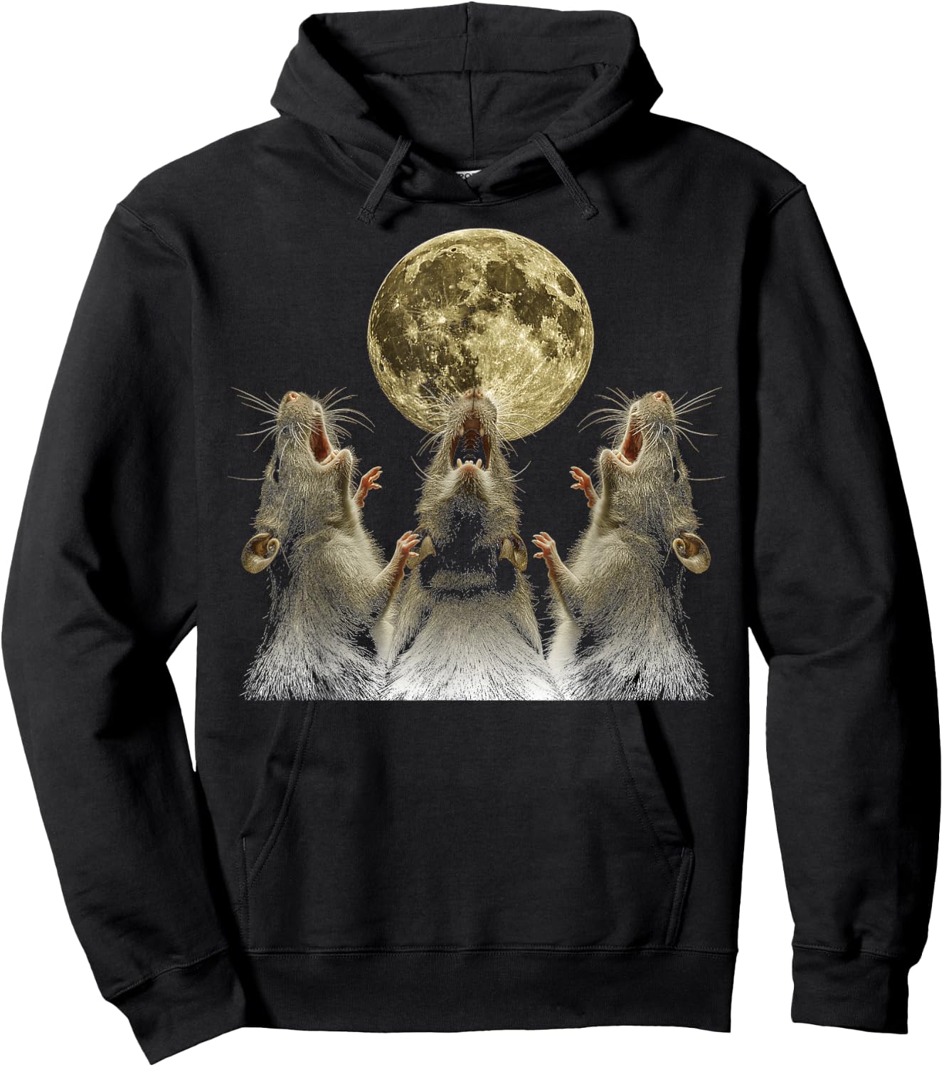 Rat Mouse Howling Moon Hoodie - Hoodie | Black
