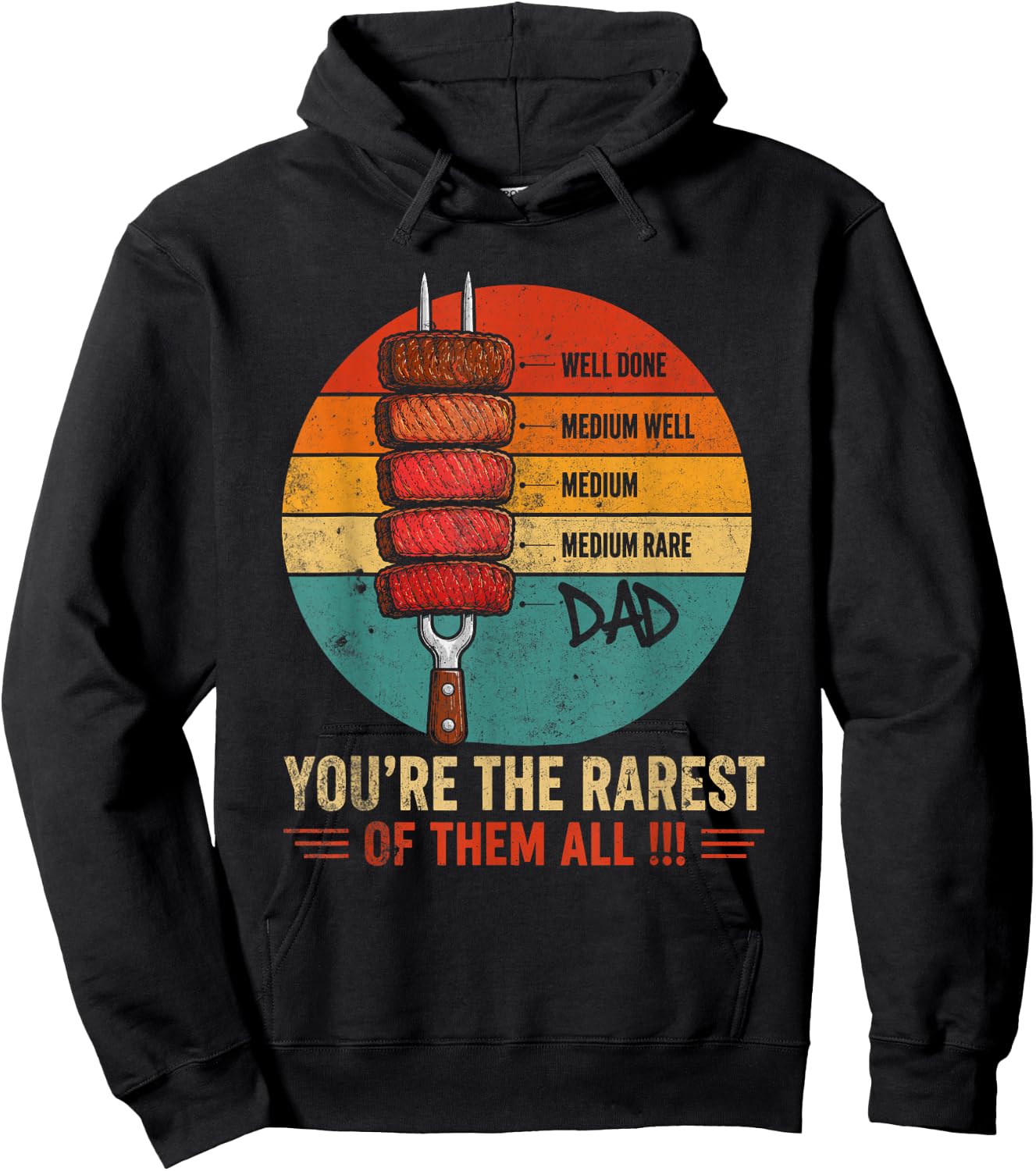 Rarest Dad Steak Doneness Grilling Humor Hoodie - Hoodie | Black