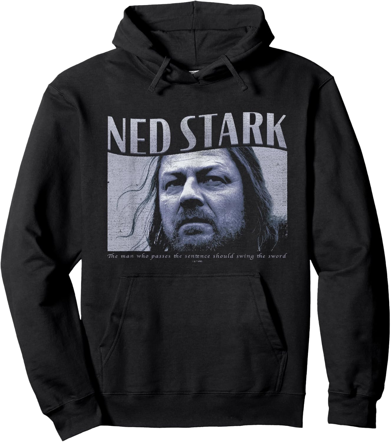 Game Of Thrones Ned Stark Swing The Sword Vintage Panel Hoodie - Hoodie | Black