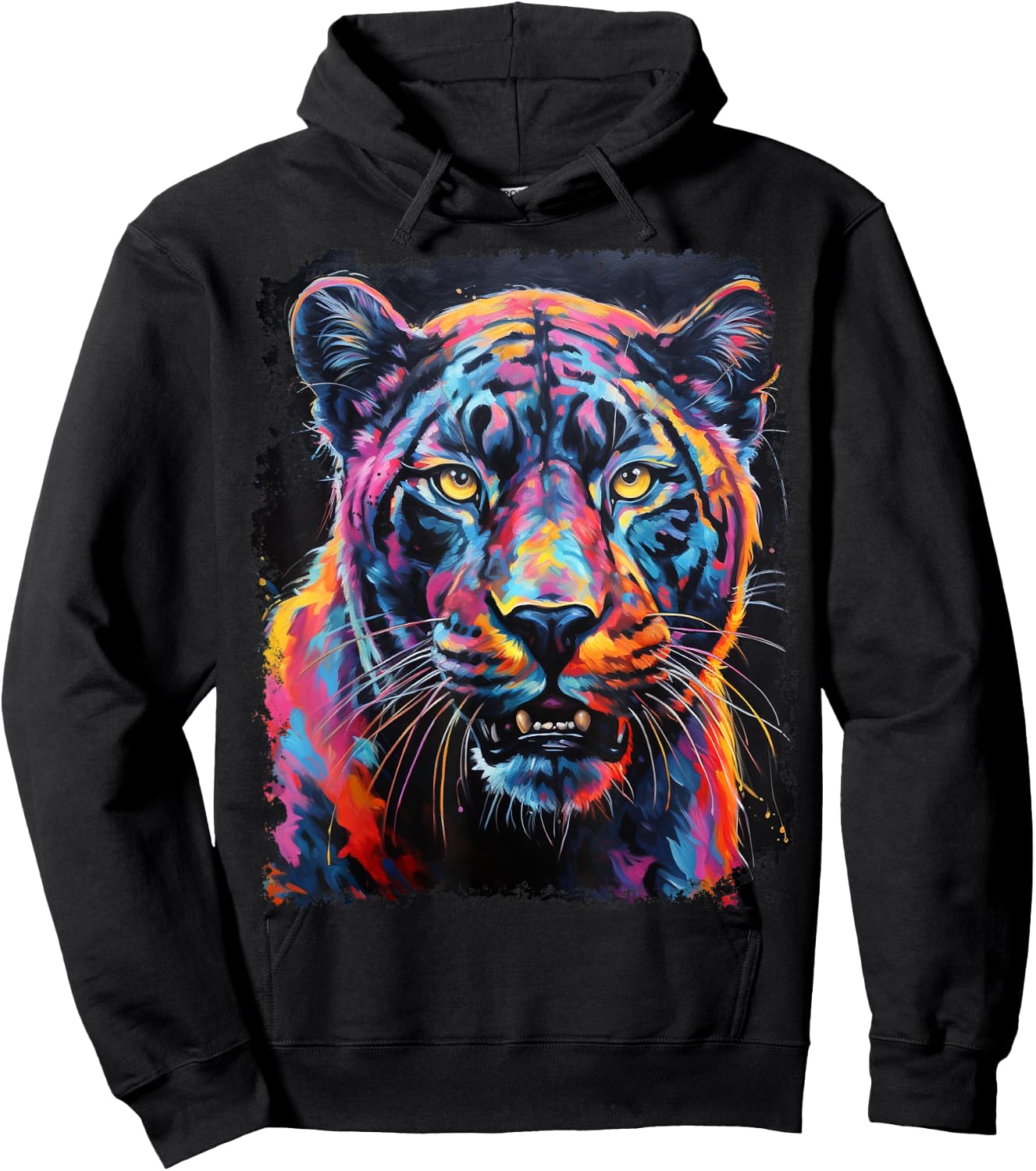 Pop Art Rainbow Panther Black Hoodie - Hoodie | Black