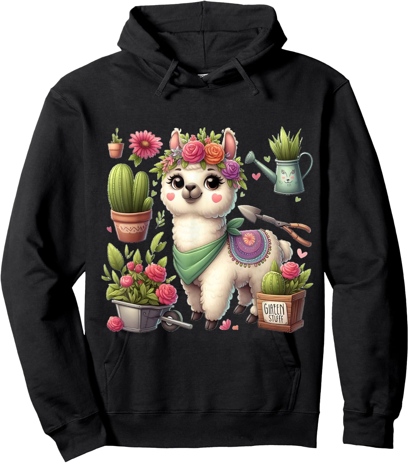 Lama Flowers Cactus Garden Plants Florist Gardener Hoodie - Hoodie | Black