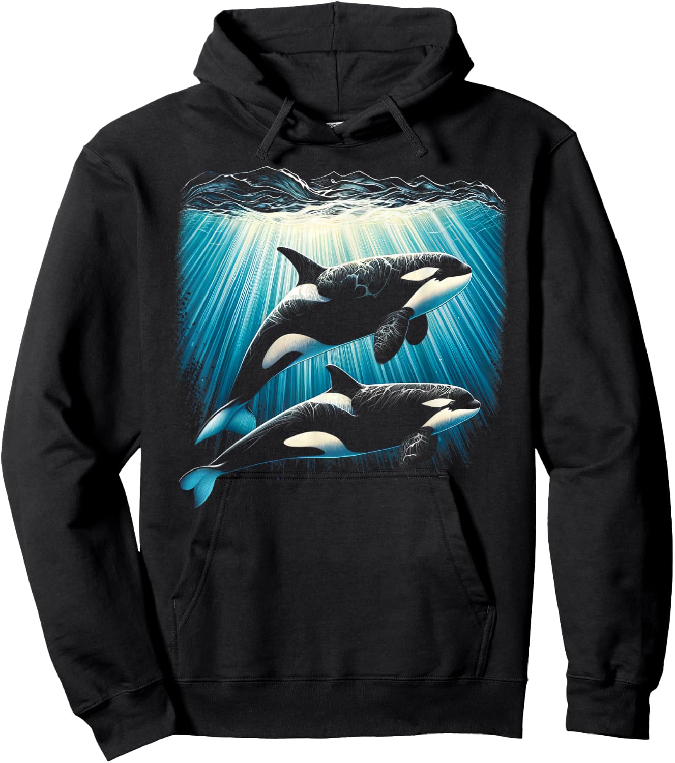 Orca Couple Underwater Hoodie - Hoodie | Black