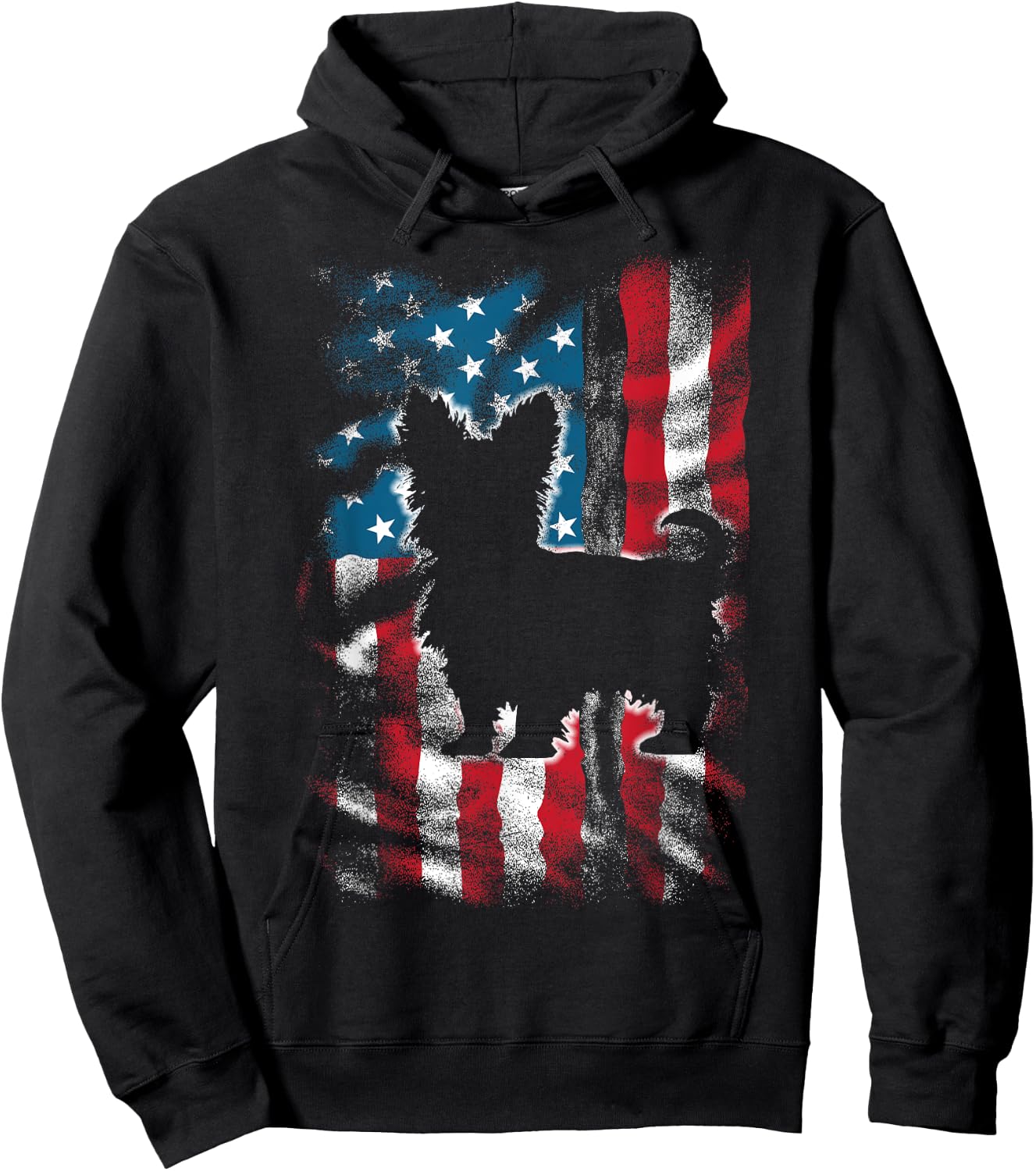 American Flag USA Patriot Yorkie Dad Mom Dog Lover Men Women Kids Hoodie - Hoodie | Black