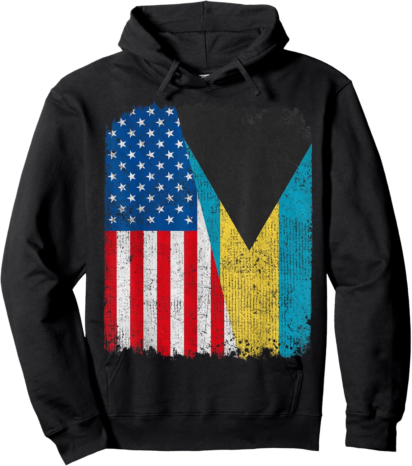 Bahamian American Flag Half USA Bahamas Root Proud Kids Men Hoodie - Hoodie | Black