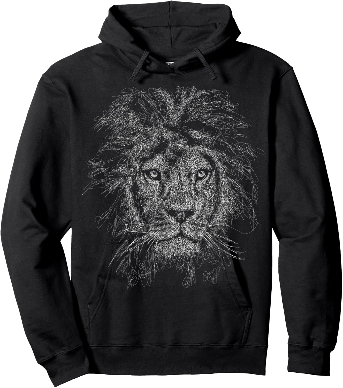 Lion face scribble black art for lover lions King of Animals Hoodie - Hoodie | Black
