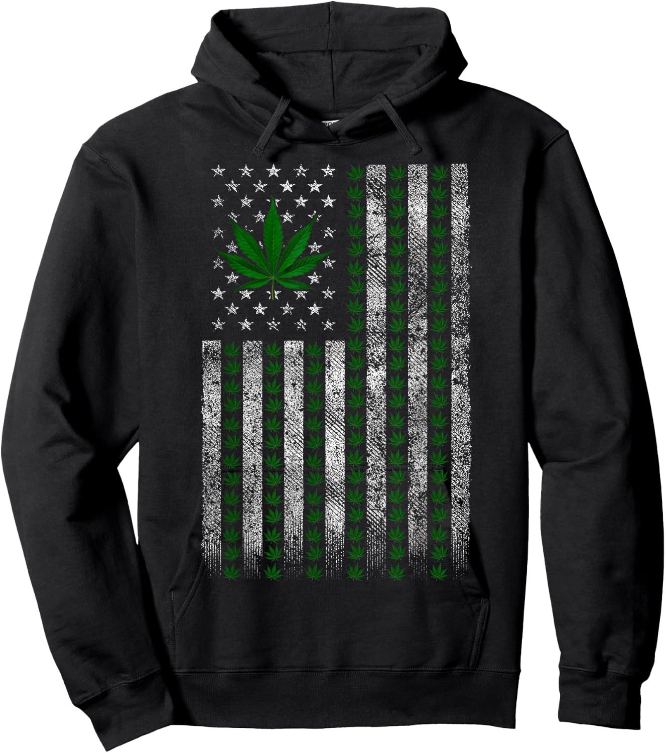 Cannabis Leaf American Flag American Flag Art Cannabis Hoodie - Hoodie | Black