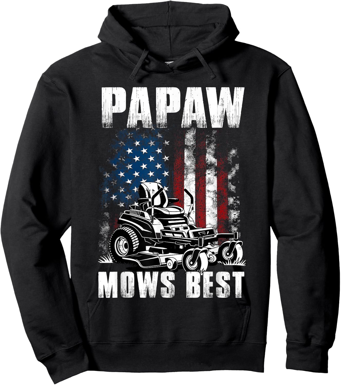 Funny Papaw Mows Best Men Grandpa Papa Fathers Day Hoodie - Hoodie | Black