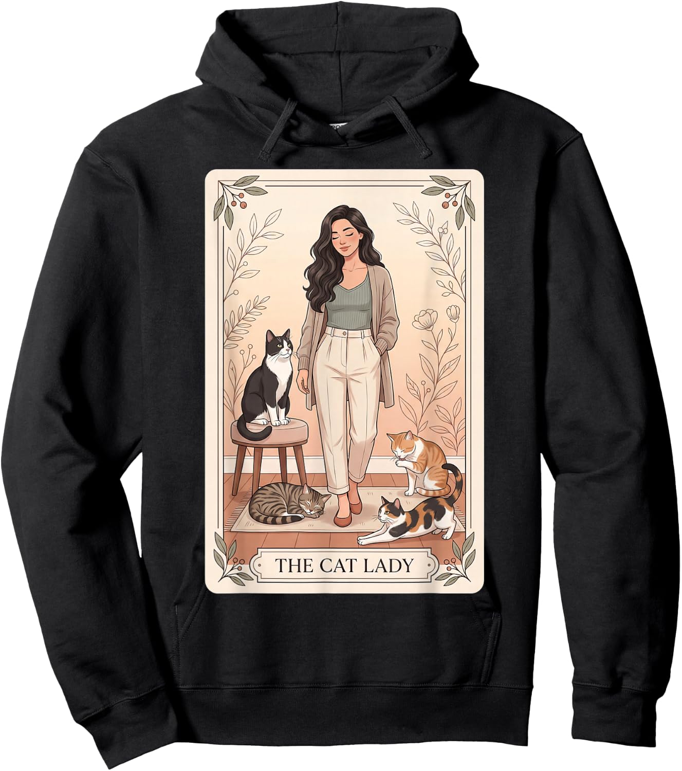 The Cat Lady – Witchy Gothic Tarot Cat Mom & Witch Cat Hoodie - Hoodie | Black