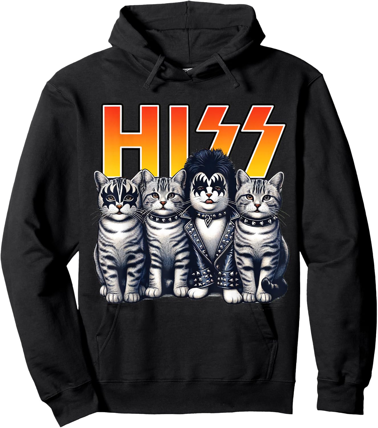 Cute Hiss Cats Rock Kittens Kitty Rocking Music Cat Lovers Hoodie - Hoodie | Black