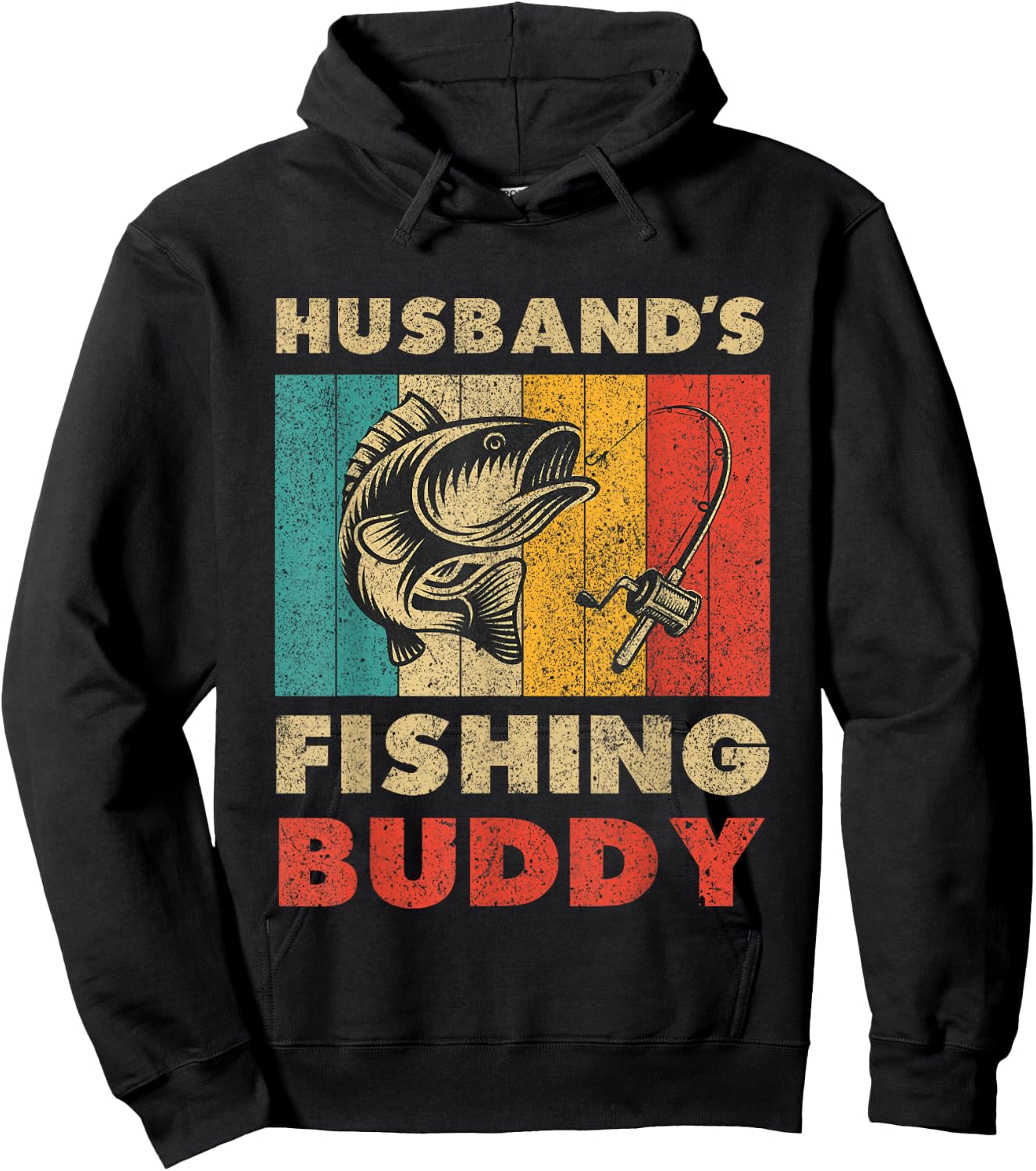 Funny Fishing Husband's Fishing Buddy Vintage Fishing Hoodie - Hoodie | Black