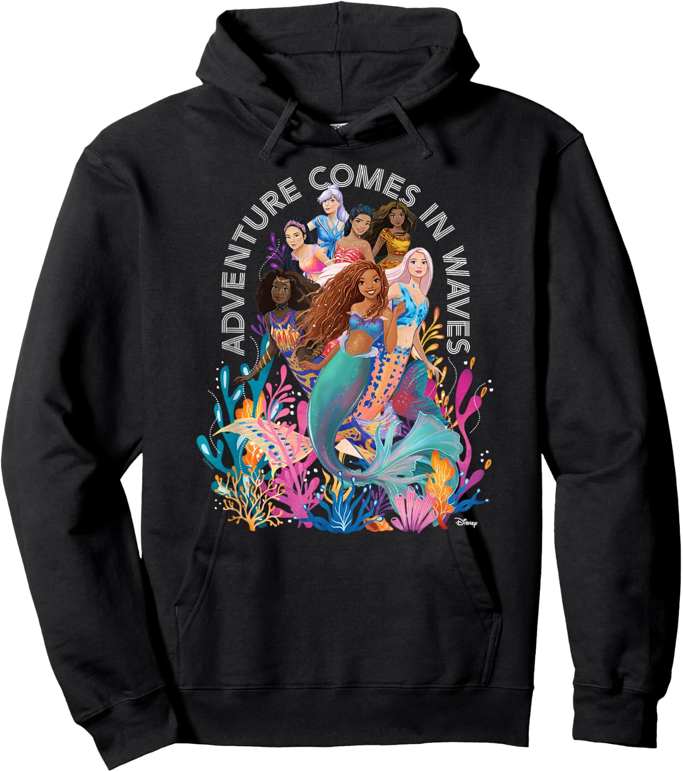 Little Mermaid - Adventure Comes In Waves Hoodie - Hoodie | Black