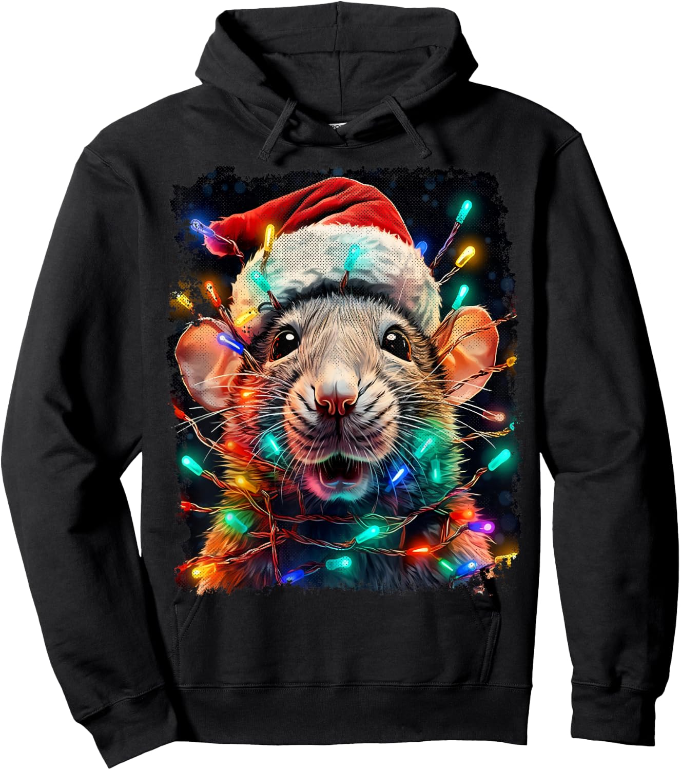 Vintage Rat Christmas Hoodie - Hoodie | Black