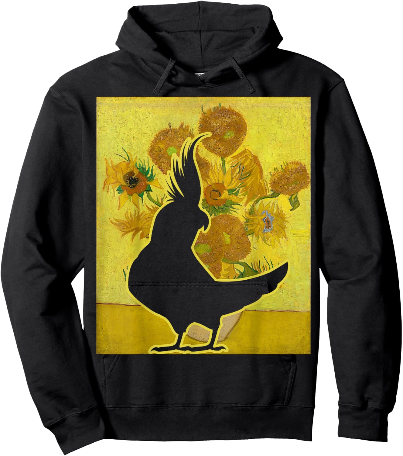 Cockatiel Sunflowers Van Gogh Cockatiel Parrot Birding Hoodie - Hoodie | Black