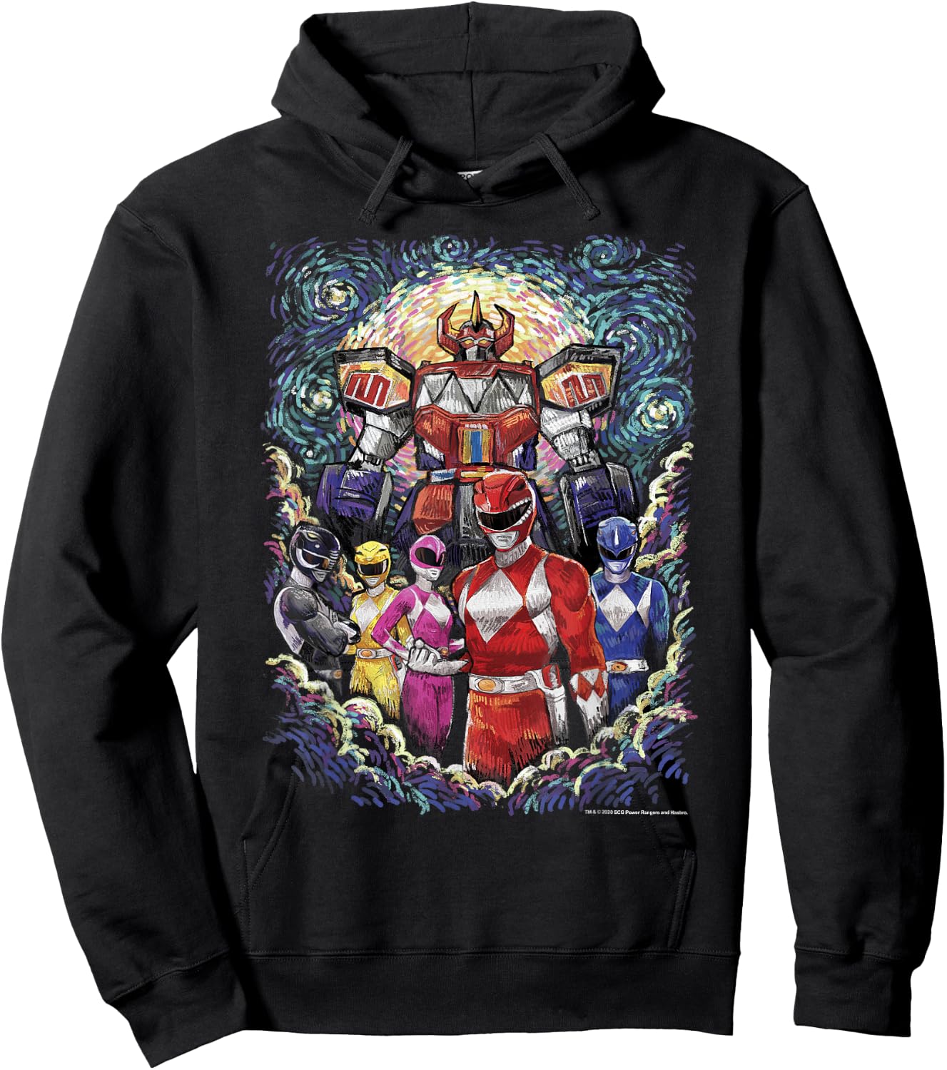Power Rangers Mighty Morphin' Megazord Starry Night Poster Hoodie - Hoodie | Black