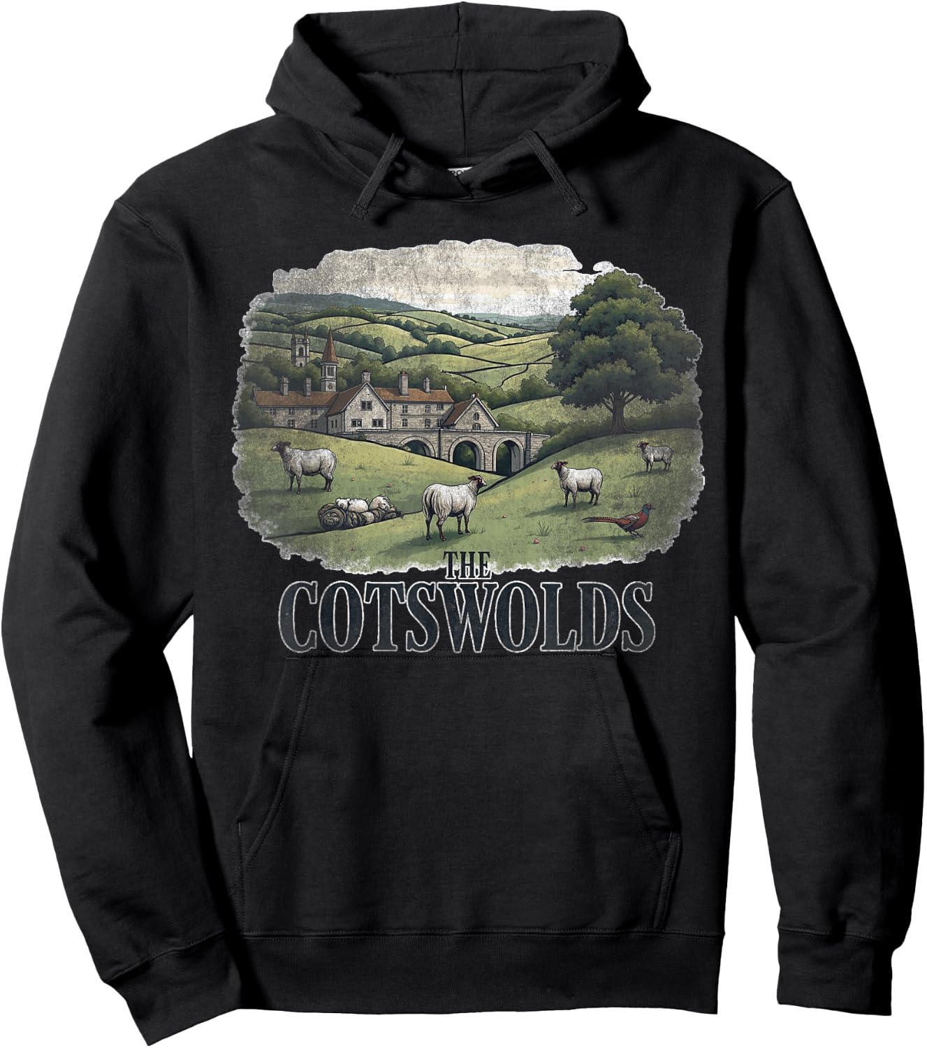 Retro The Cotswolds Landscape Vintage Souvenir Hoodie - Hoodie | Black