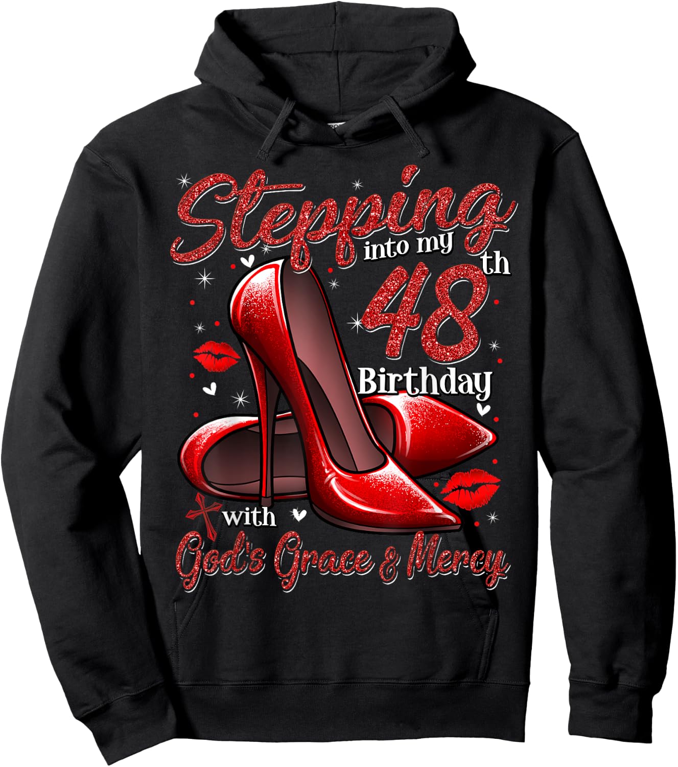 High Heels Stepping Into My 48th Birthday 48 and Fabulous Hoodie - Hoodie | Black
