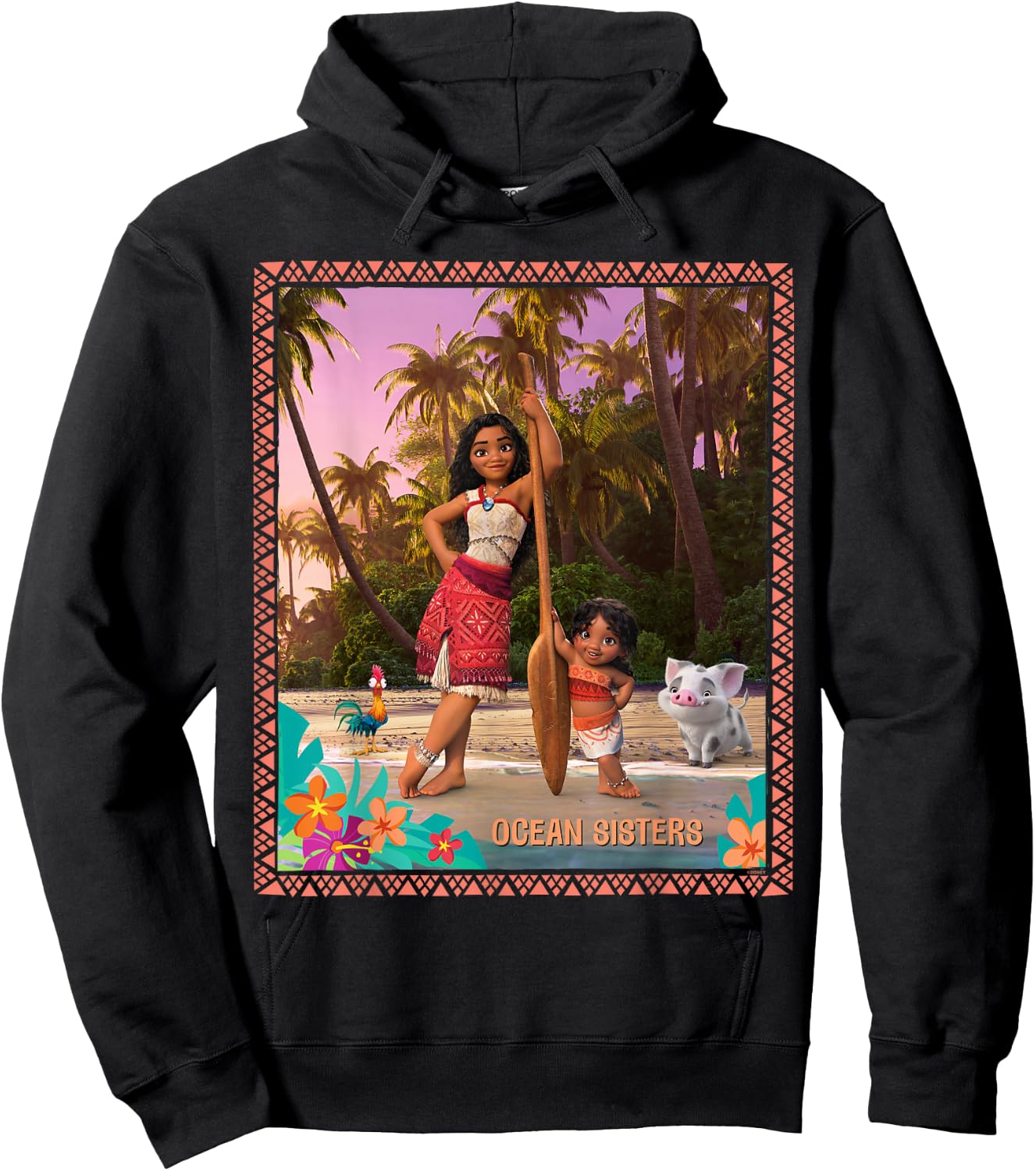 Disney Moana 2 Moana and Simea Pua Heihei Ocean Sisters , Black, S Hoodie - Hoodie | Black