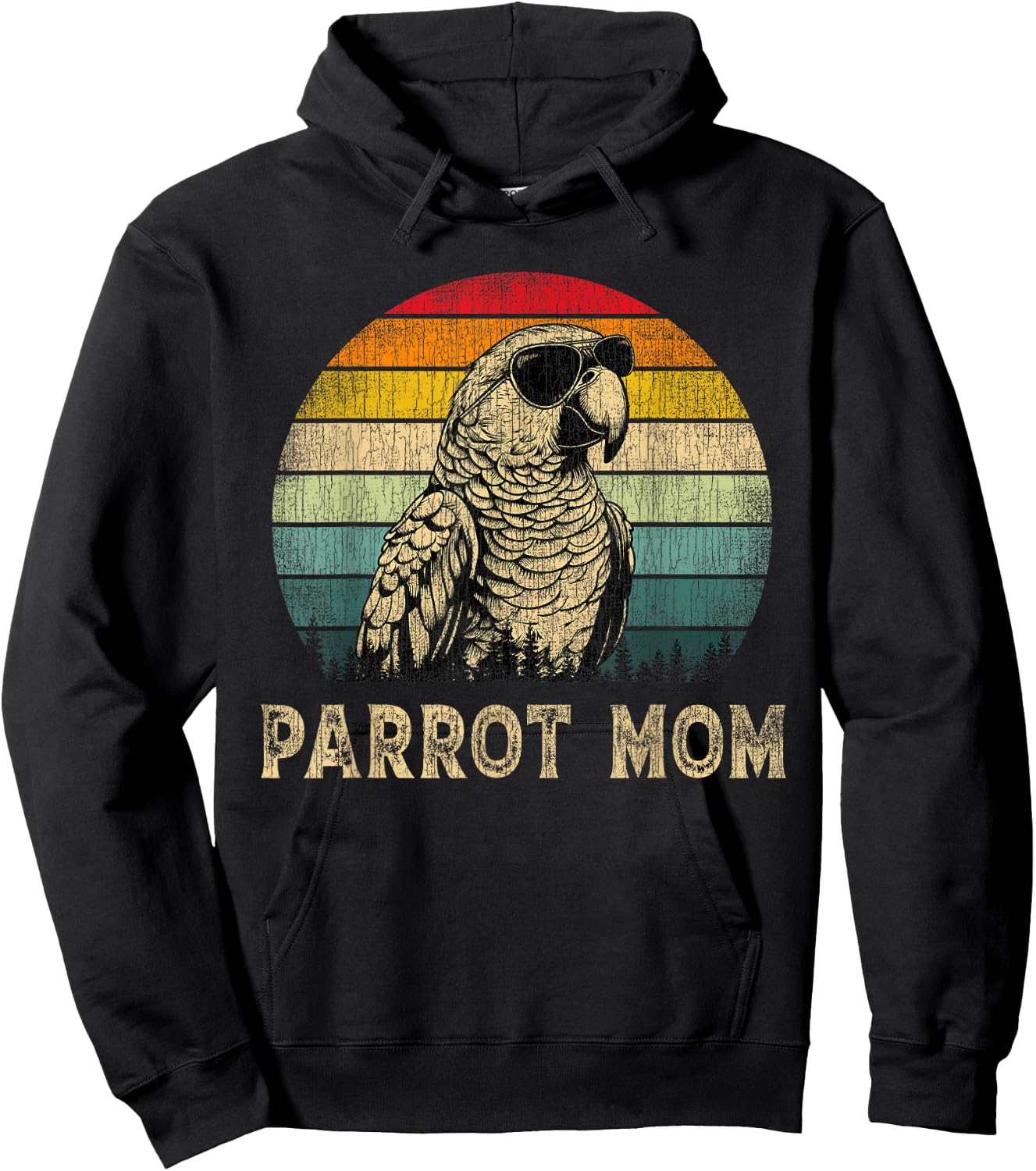 Vintage Parrot Mom Parrot Lovers Mommy Mother's Day Hoodie - Hoodie | Black