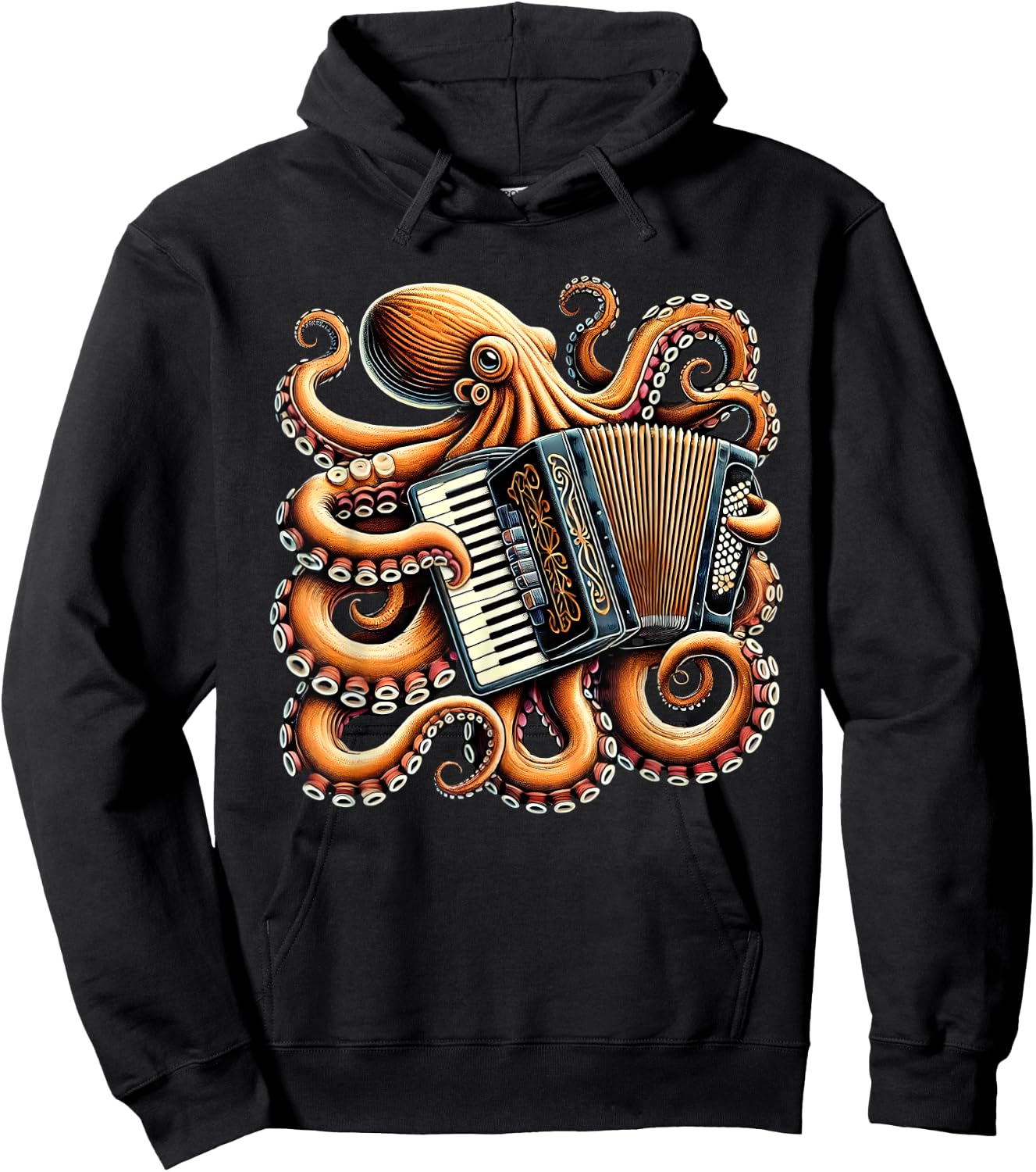 Octopus Playing Accordion Accordionist Accordion Player Hoodie - Hoodie | Black
