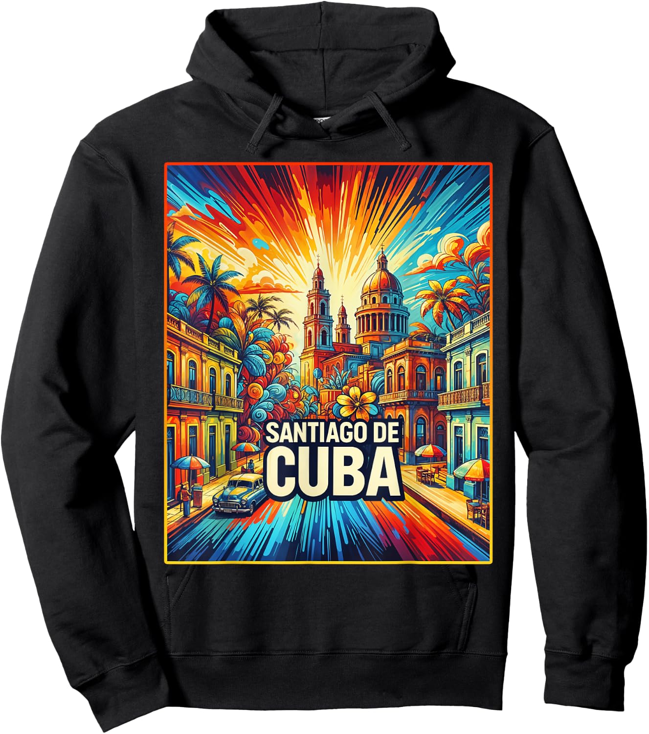 Santiago De Cuba Family Travel Shirt Vintage Retro City Travel Hoodie - Hoodie | Black