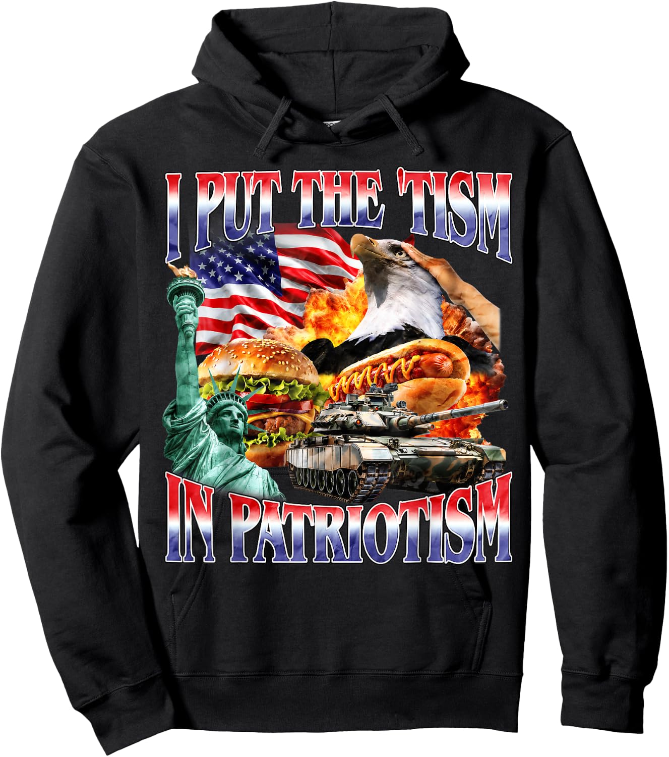 I Put The 'Tism in Patriotism Funny Patriotic American Hoodie - Hoodie | Black