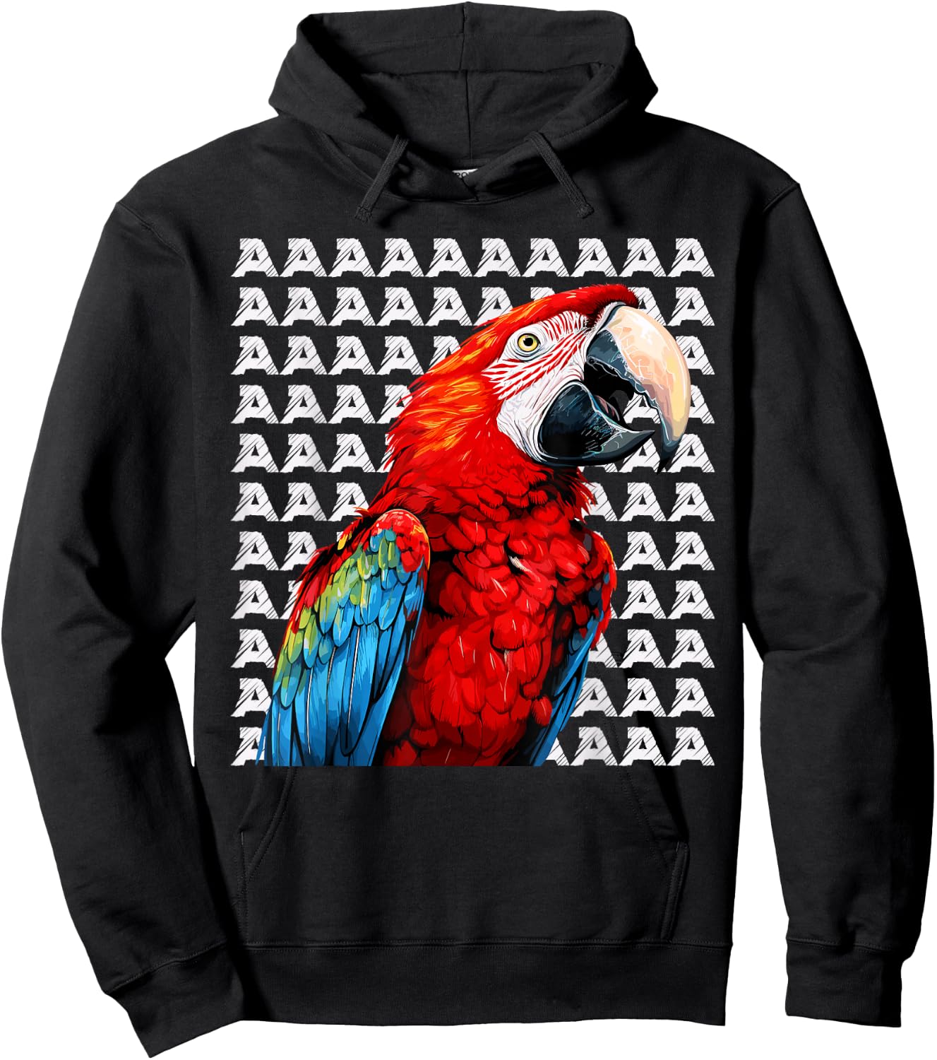 Macaw Parrot, Scarlet Macaw Screaming, Funny Macaw Hoodie - Hoodie | Black